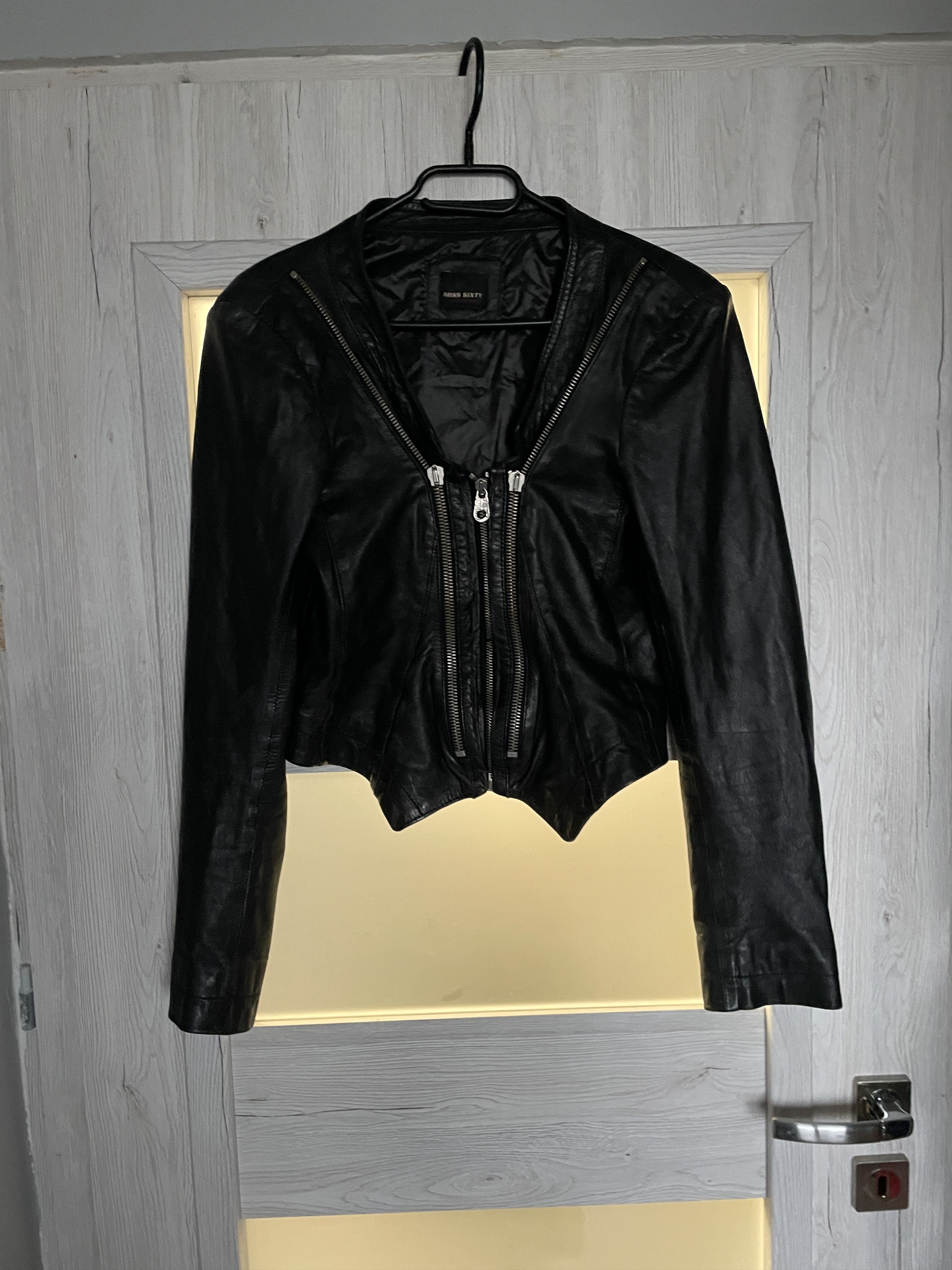 Miss Sixty RICK OWENS TYPE CROPPED SLIM FIT TRIPLE ZIP LEATHER JACKET Size S / US 4 / IT 40 - 1 Thumbnail
