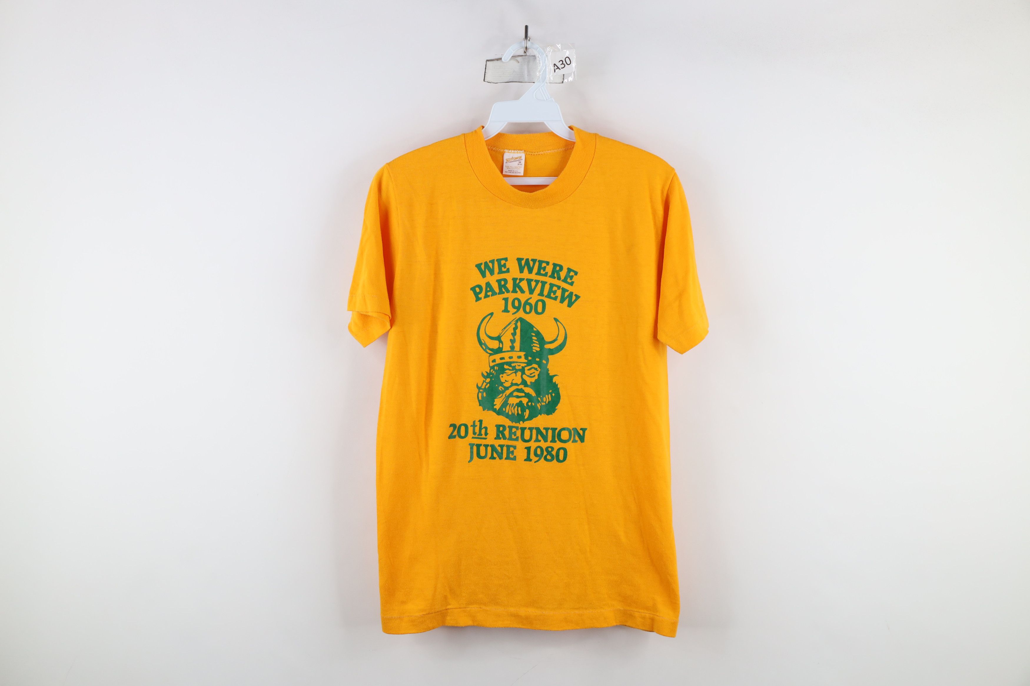 Vintage Vintage 80s High School 20th Reunion T-Shirt Gold USA Size M / US 6-8 / IT 42-44 - 1 Thumbnail