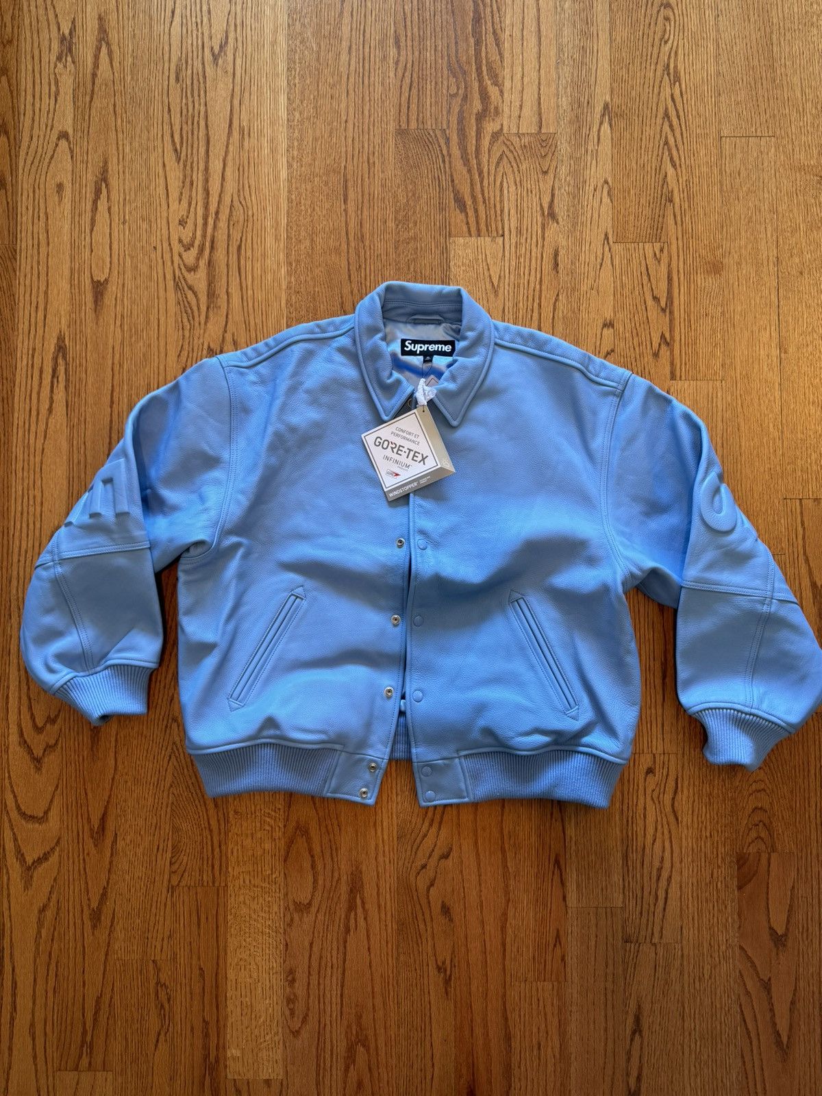 image of Goretex x Supreme Baby Blue Supreme Windstopper Leather Jacket, Men's (Size XL)