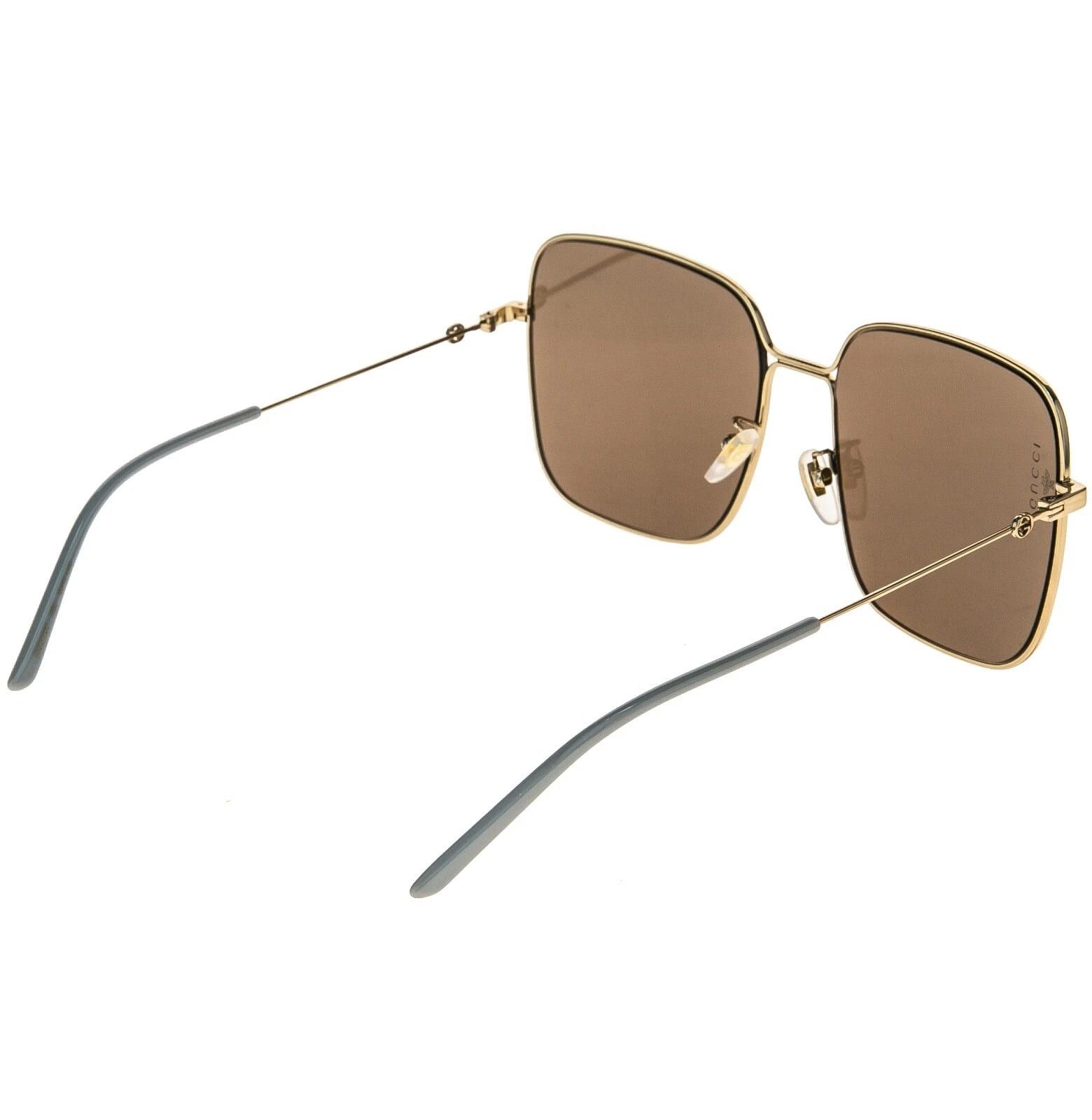 Gucci GUCCI GG0443S 0443 Gold Brown Square Aviator Sunglasses 002 Size ONE SIZE - 7 Thumbnail
