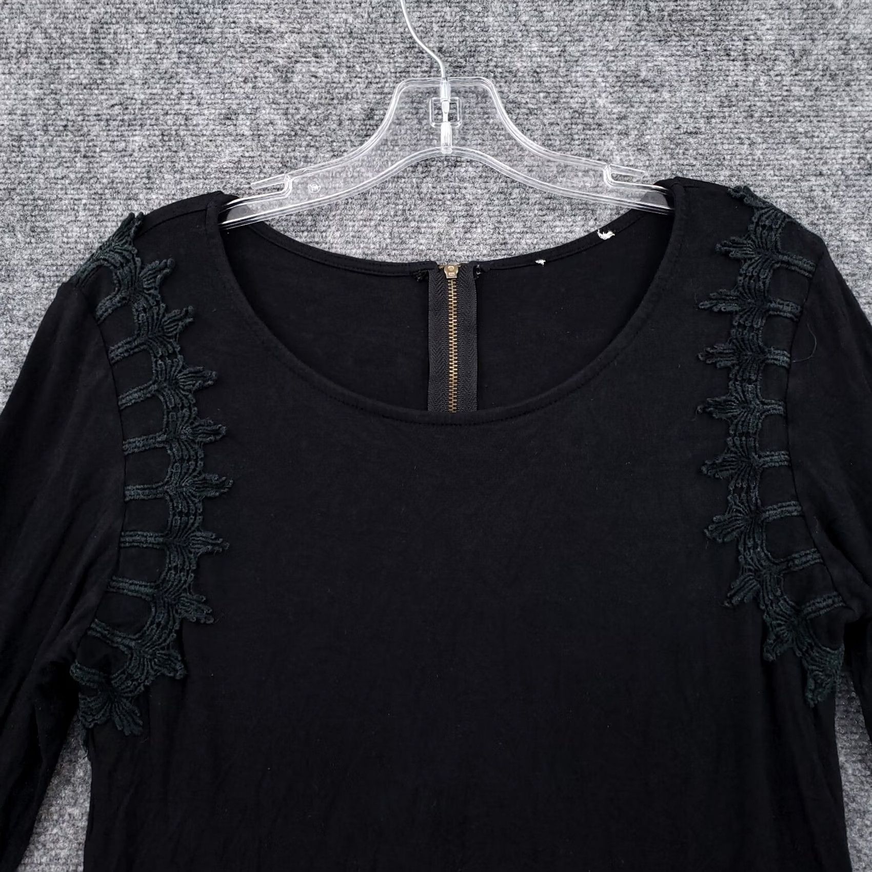 Vintage Altar'd State Dress Womens S Black Mini 3/4 Sleeves Back Zip Embroidered Comfort Casual Shirt? Size S / US 4 / IT 40 - 6 Thumbnail