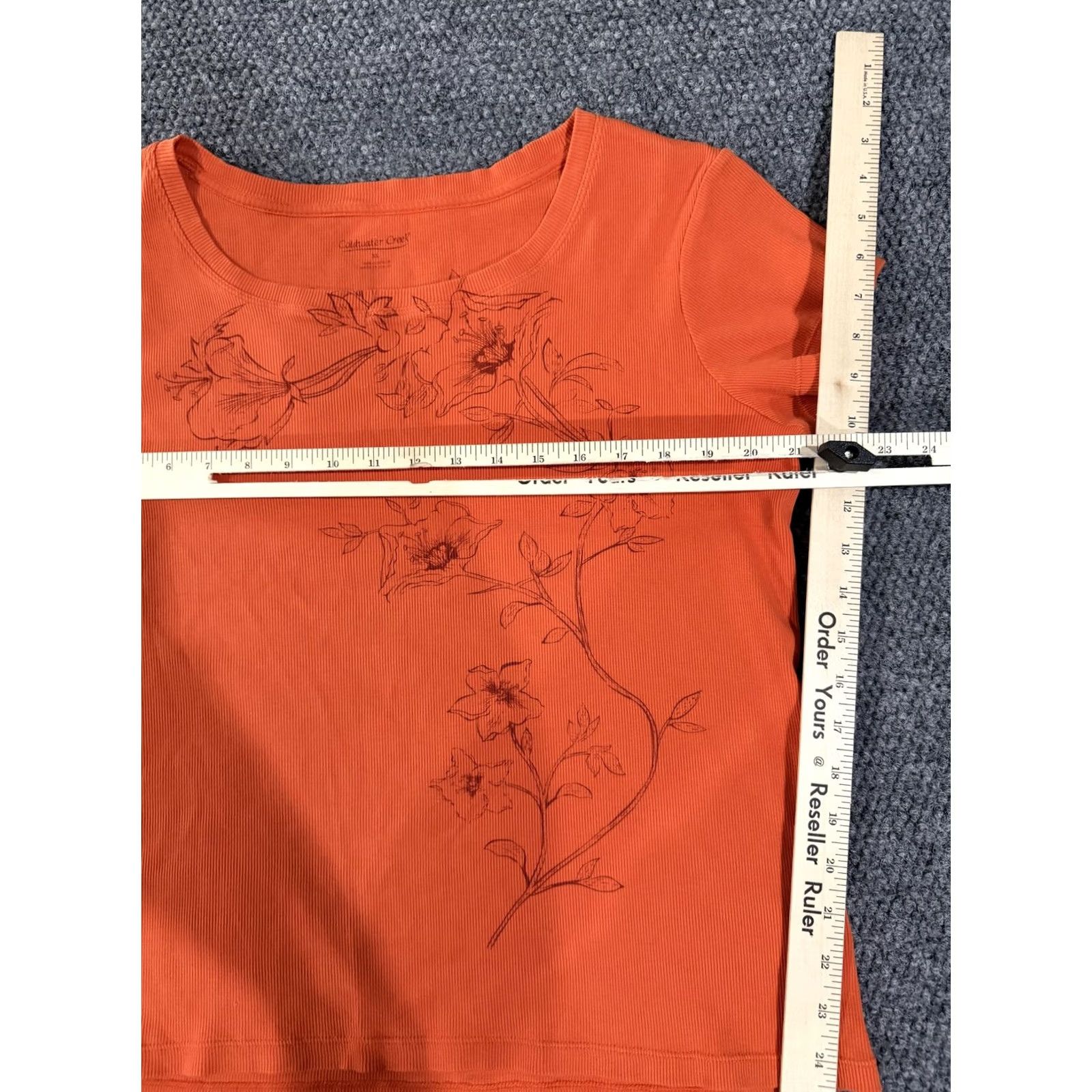 Coldwater Creek Coldwater Creek Shirt Womens XL Orange Floral Scoop Neck Short Sleeve Top Size XL / US 12-14 / IT 48-50 - 5 Thumbnail