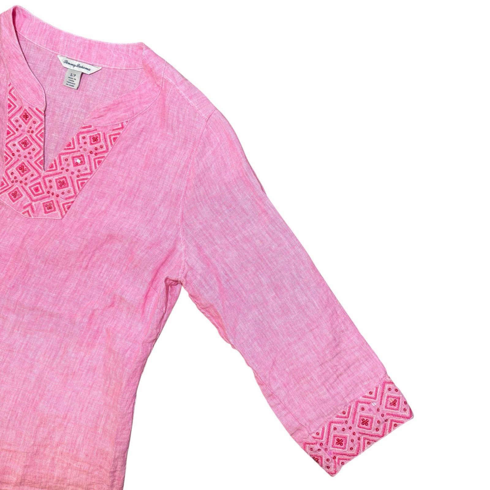Tommy Bahama Tommy Bahama Tunic Top Sunset Chambray Linen Hot Pink Small Size S / US 4 / IT 40 - 2 Thumbnail