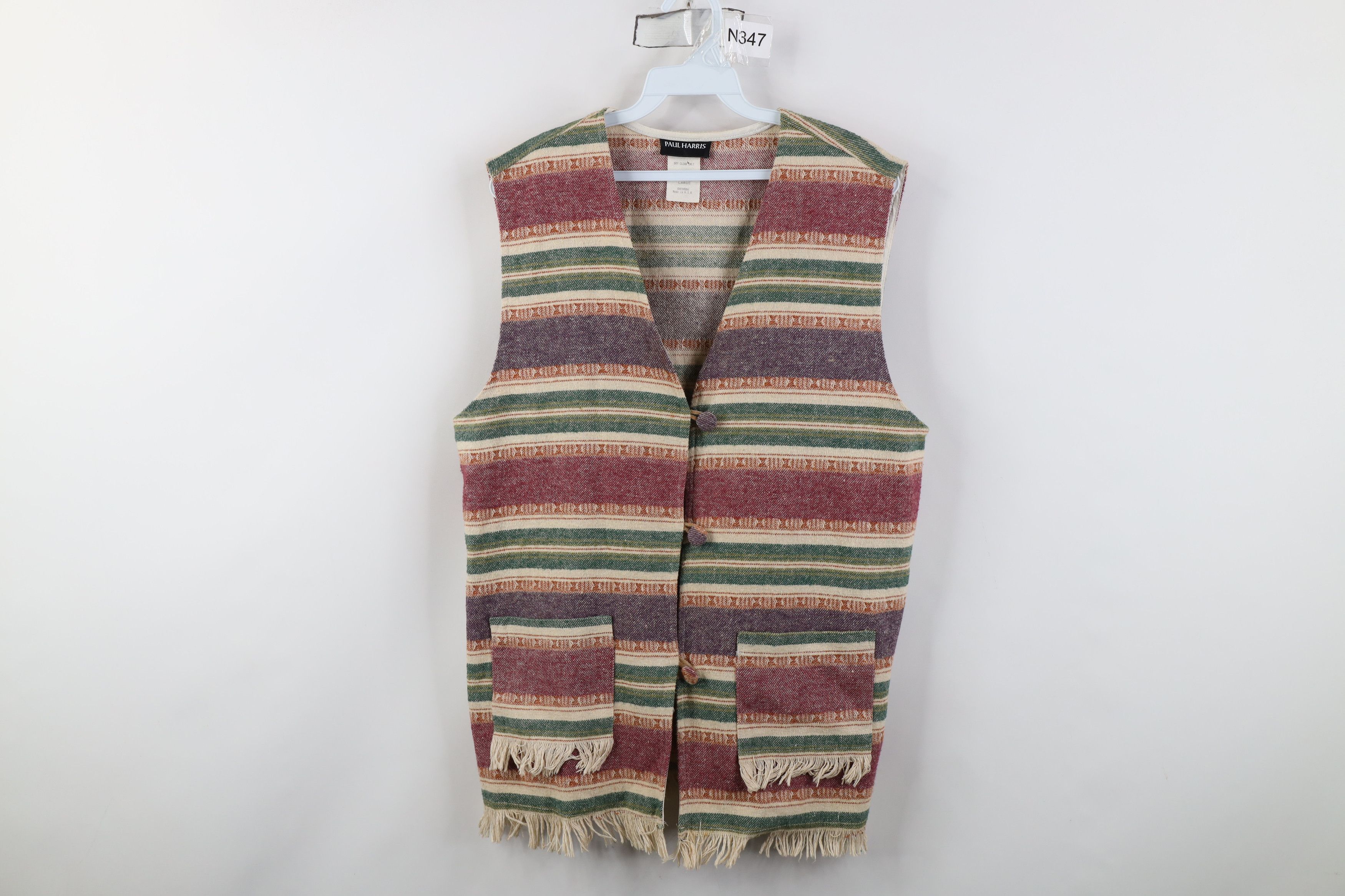 Vintage Vintage 90s Streetwear Fringed Blanket Vest Jacket USA Size L / US 10 / IT 46 - 1 Thumbnail