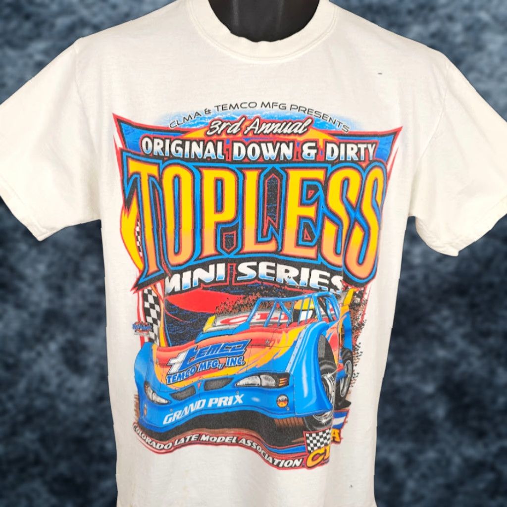 Gildan VINTAGE Gildan T-Shirt Mens M White Racing Dirt Track Y2K Down & Dirty Topless Size US M / EU 48-50 / 2 - 1 Thumbnail