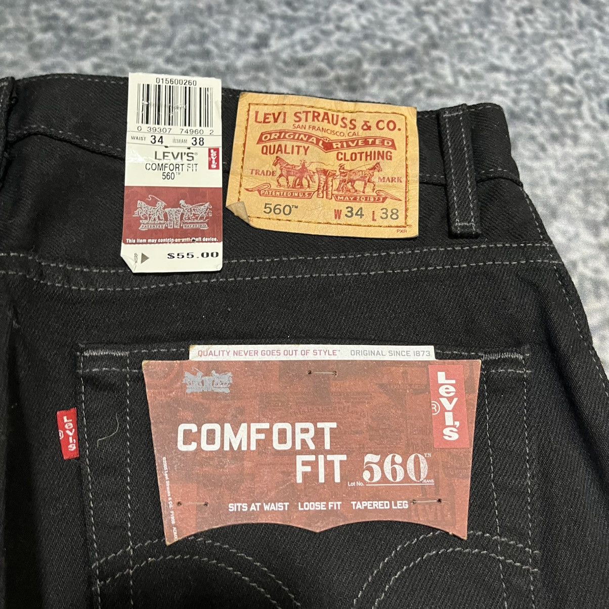 Levi's Vintage Levi's 560 Black Loose Comfort Fit Jeans 34x38 NEW Size US 34 / EU 50 - 5 Thumbnail