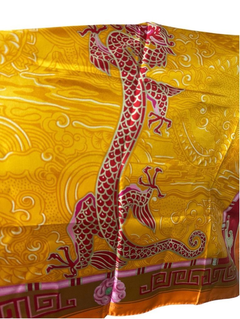 Cartier Cartier Silk Double Dragon Scarf/ Shawl 34" x34” in Box Size ONE SIZE - 4 Thumbnail