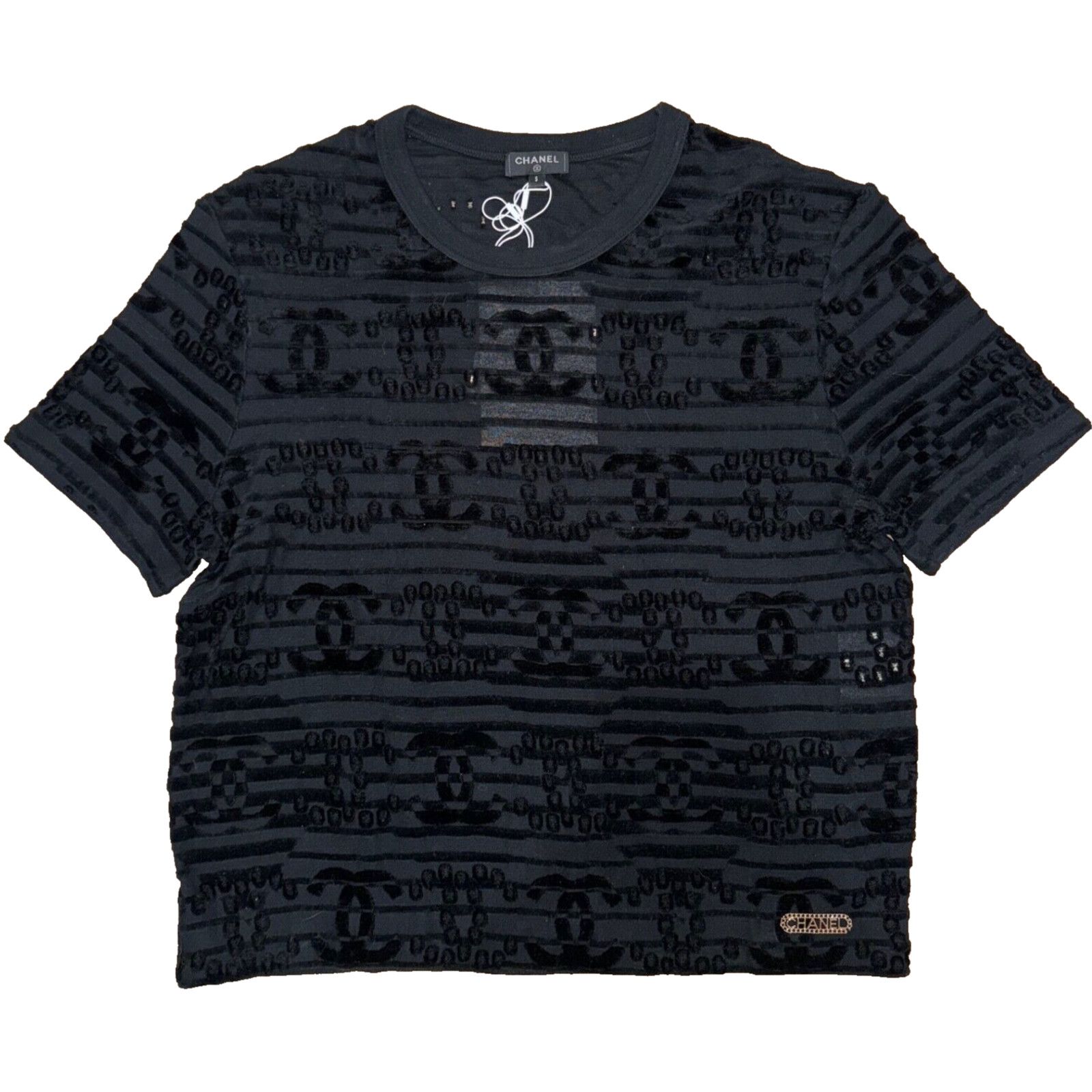Chanel Chanel 21C Flocked Velvet Short Sleeve Tee T Shirt S Small Size S / US 4 / IT 40 - 1 Thumbnail