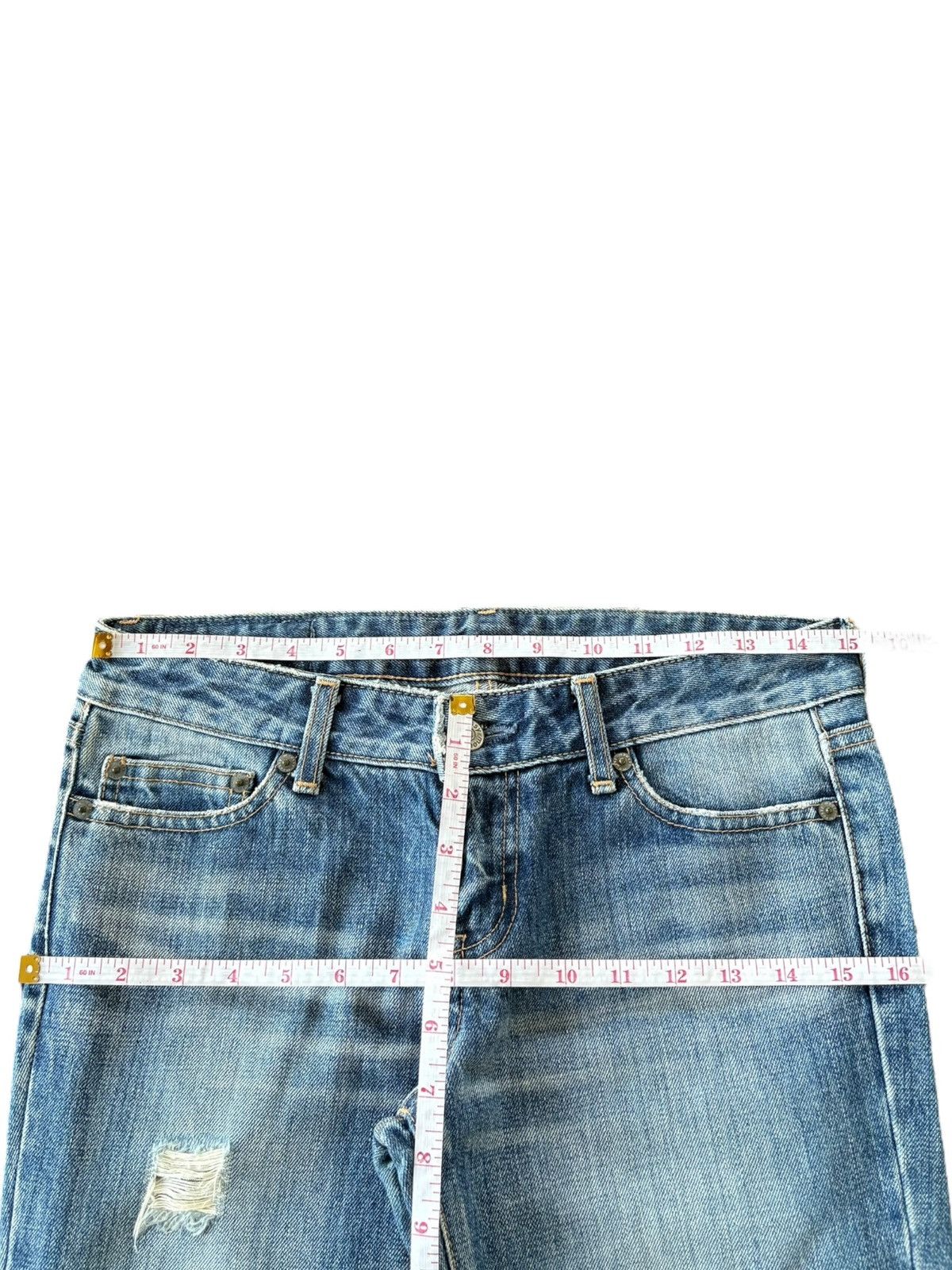 MOUSSY Vintage Japanese Moussy Distress Low Rise Flare Jeans Size 30" / US 8 / IT 44 - 6 Thumbnail
