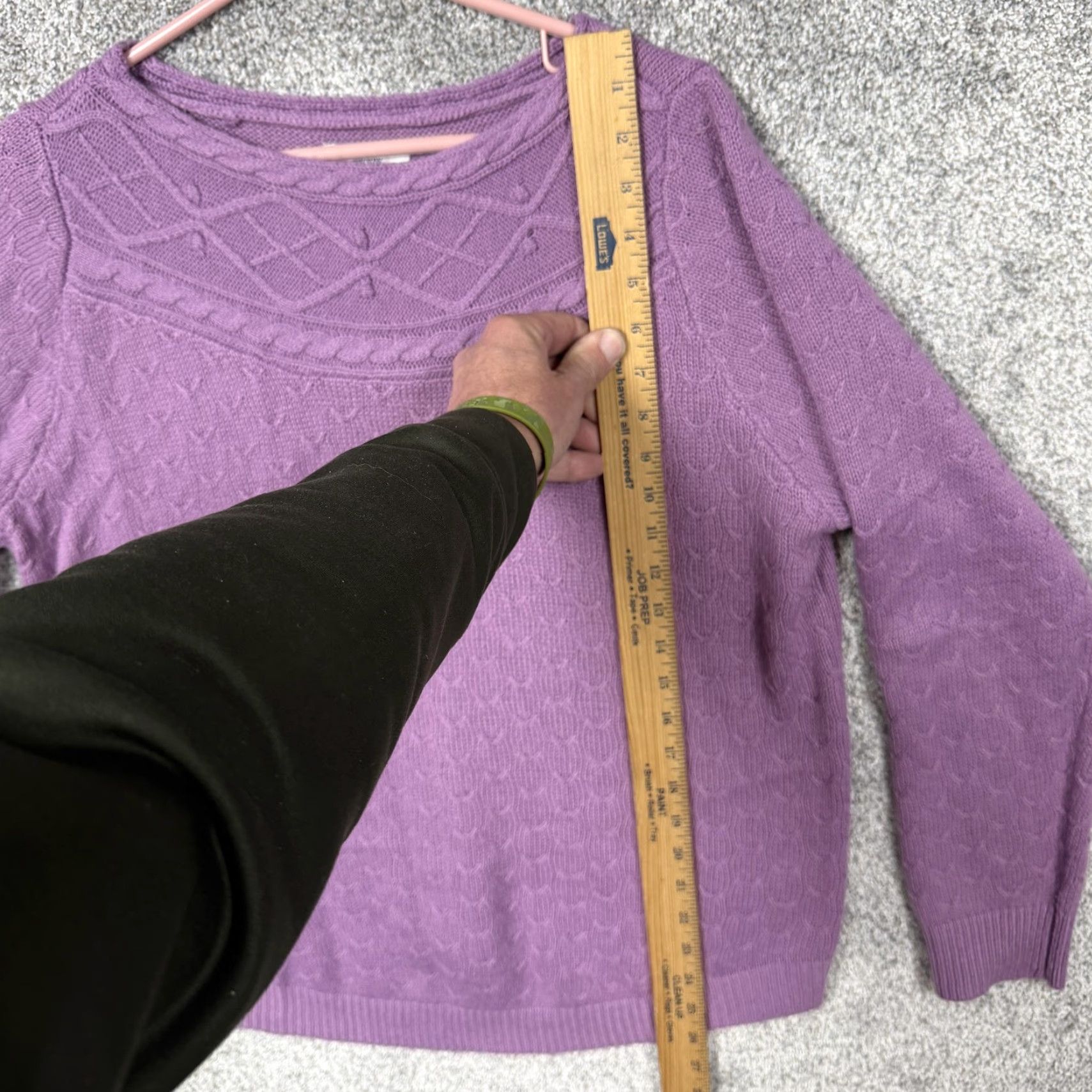 Croft & Barrow Croft & Barrow Sweater Womens L Lilac Lattice Cable Knit Cozy Preppy Grandmacore Size L / US 10 / IT 46 - 2 Thumbnail