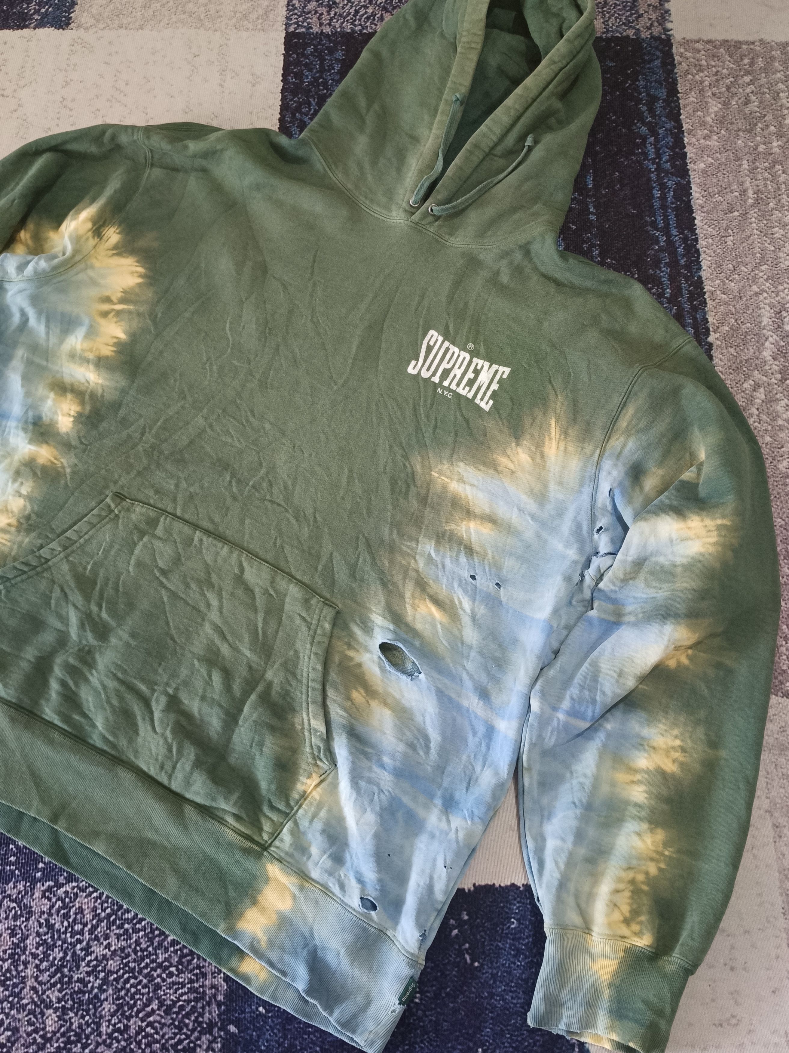 Supreme Supreme bleached distressed hooded sweatshirt Size US XXL / EU 58 / 5 - 4 Thumbnail