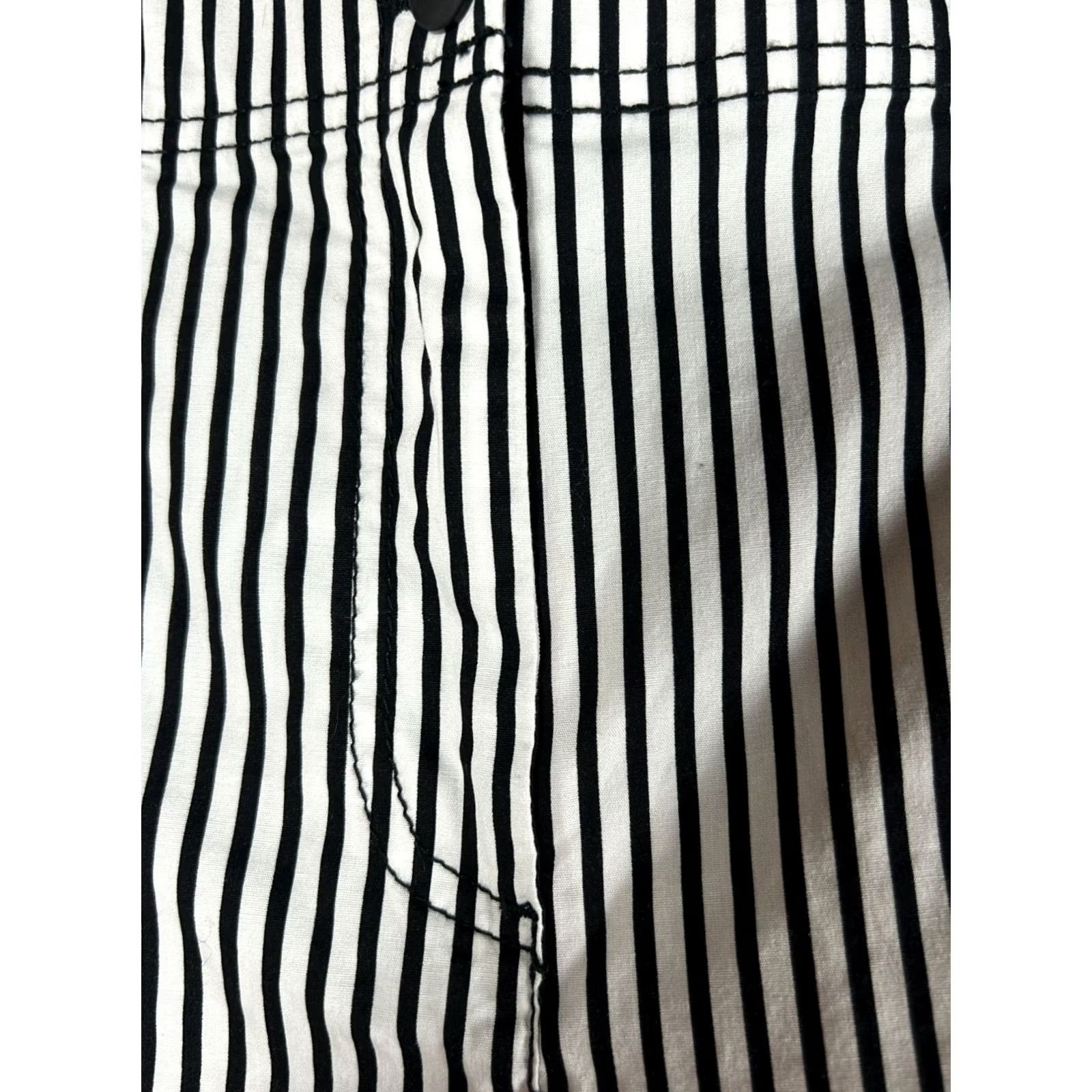 Vintage Chico's Black White Striped Stretch Waist Straight Crop Pants Size 1.5 US 10 New Size 32" / US 10 / IT 46 - 2 Thumbnail