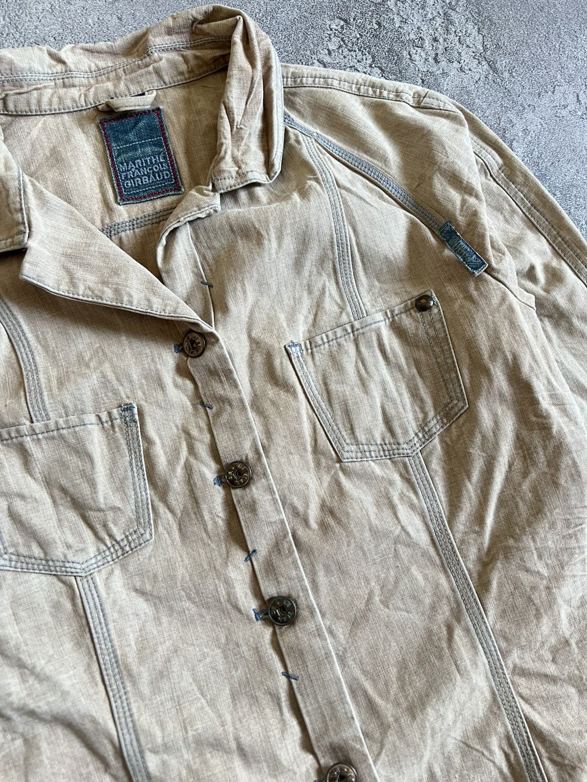 Marithe + Francois Girbaud × Vintage Marithe + Francois Girbaud Button Denim Jacket Blazer IT 46 Size L / US 10 / IT 46 - 4 Thumbnail
