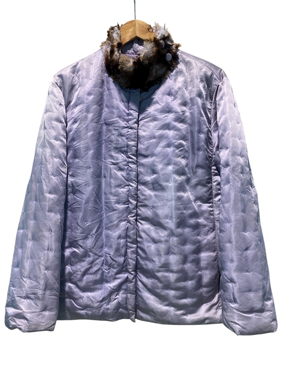 Versace Vtg Gianni Versace Quilted Jacket With Fur Collar Distressed Size L / US 10 / IT 46 - 1 Thumbnail