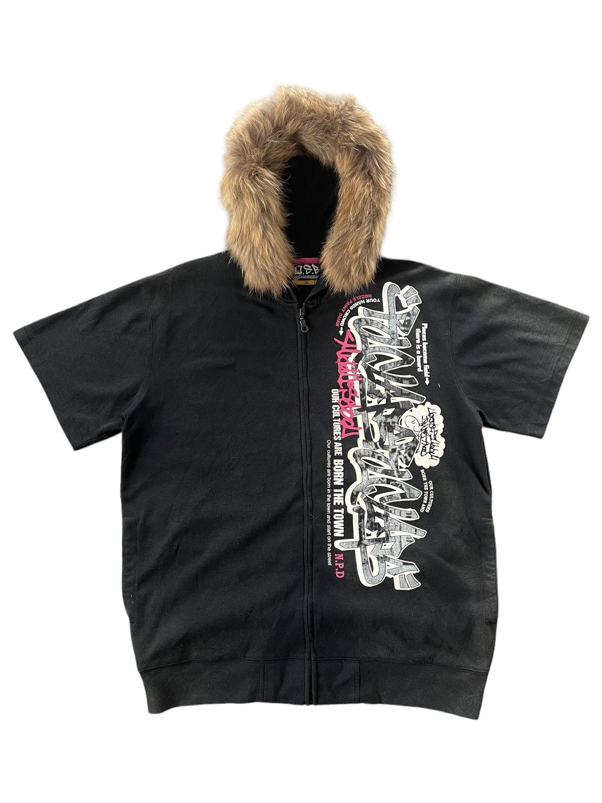 14th Addiction × KMRii 14th Addiction Fox Fur Mohawk Leather Cross