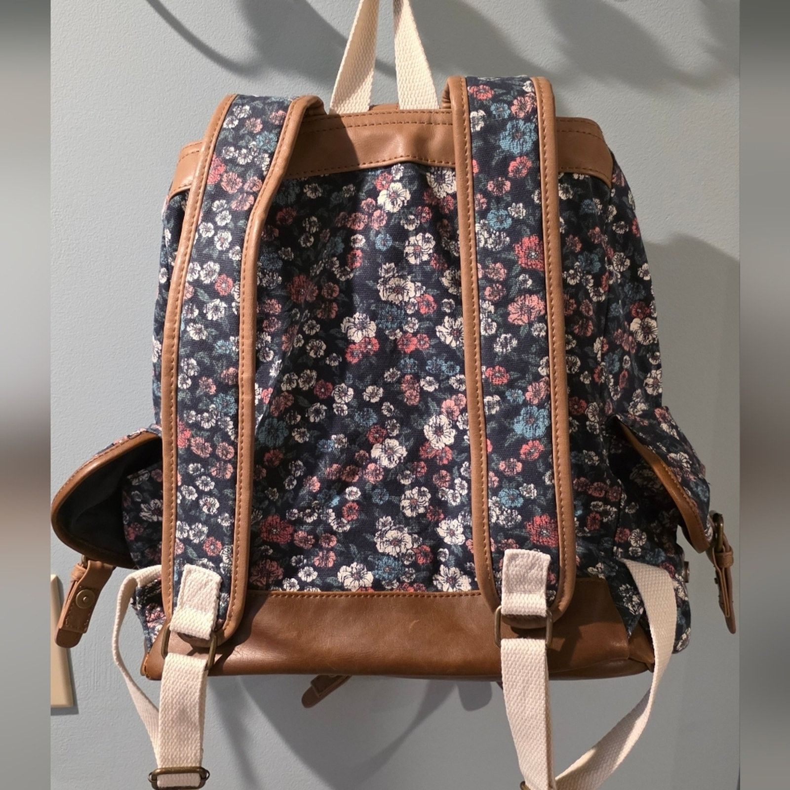Other Vintage Mudd Floral Canvas Backpack with Faux Leather Trim Size ONE SIZE - 2 Thumbnail