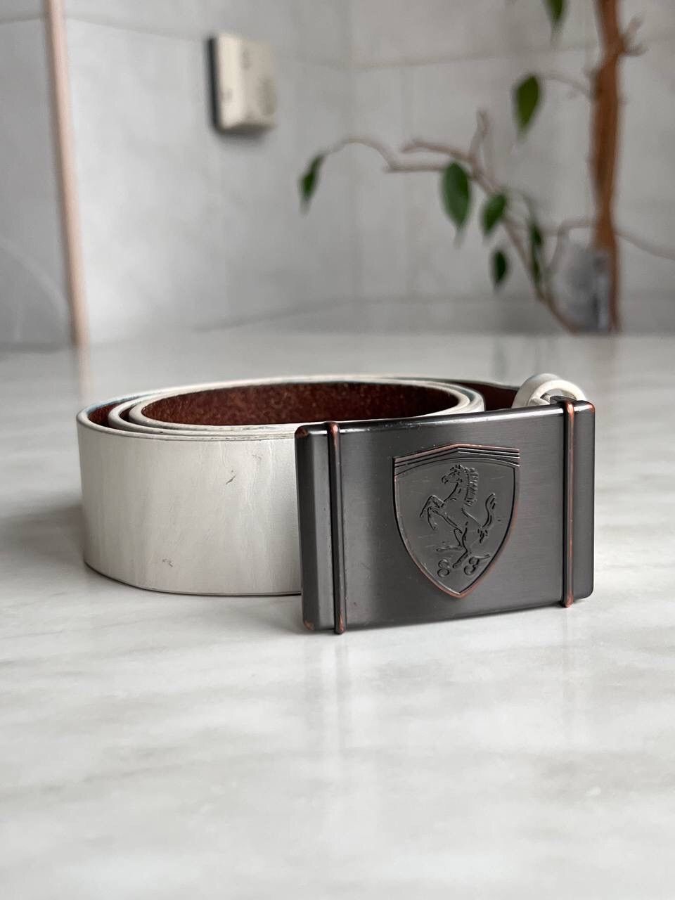 Ferrari × Vintage Vintage Leather Belt Ferrari Logo Y2K Style Size ONE SIZE - 2 Thumbnail