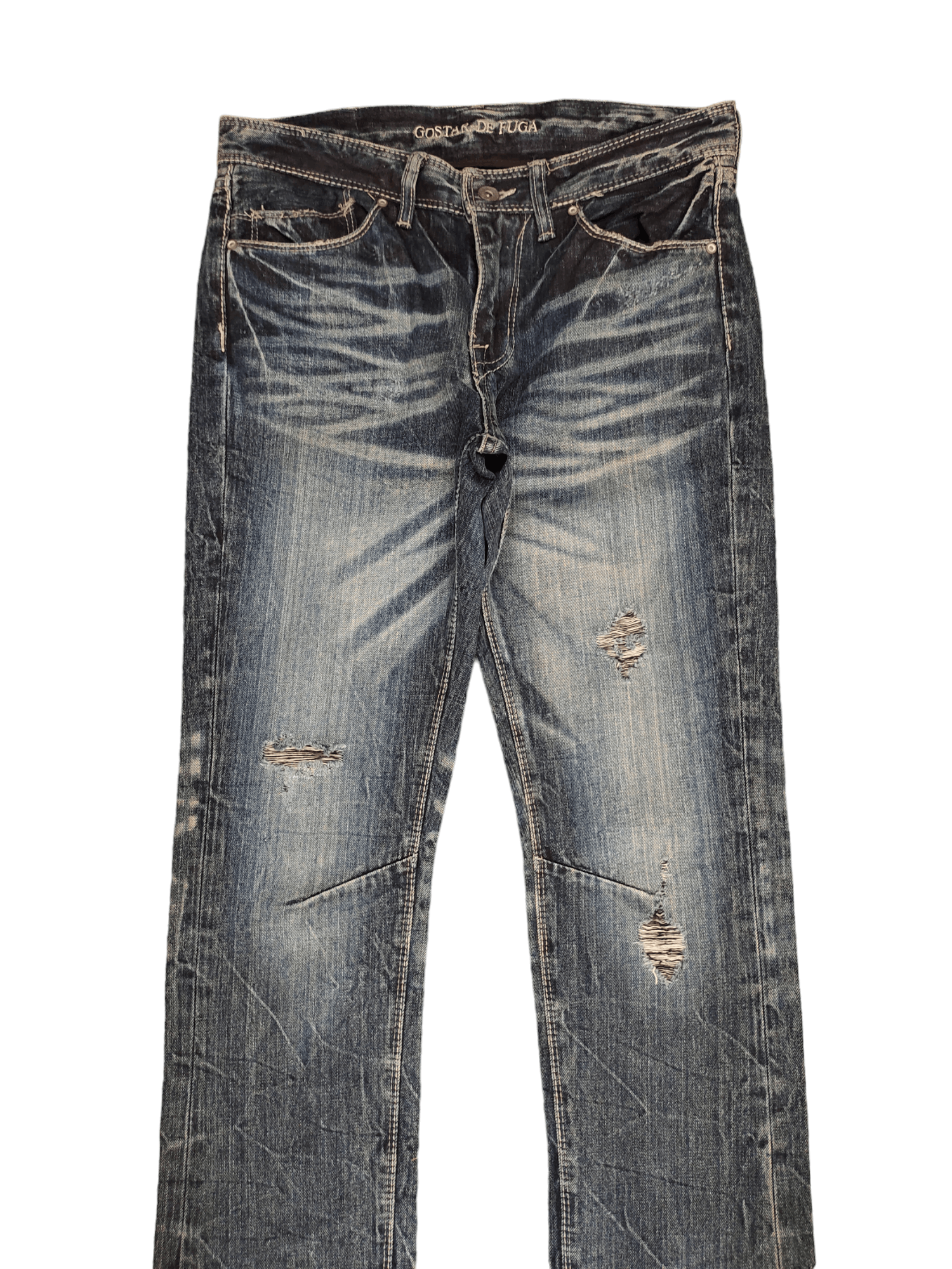 GOSTAR DE FUGA Gostar De Fuga Japan Clawmark Distress Faded Denim Jeans Y2k Size US 31 - 2 Thumbnail