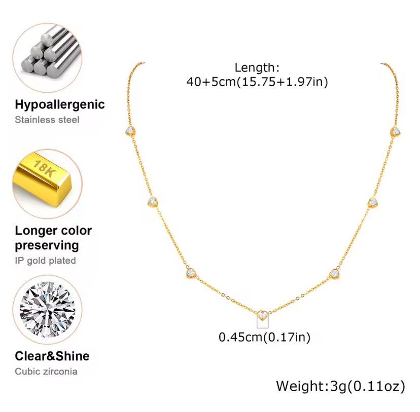 Other Shiny CZ Stones Heart Chain Necklace Size ONE SIZE - 3 Thumbnail