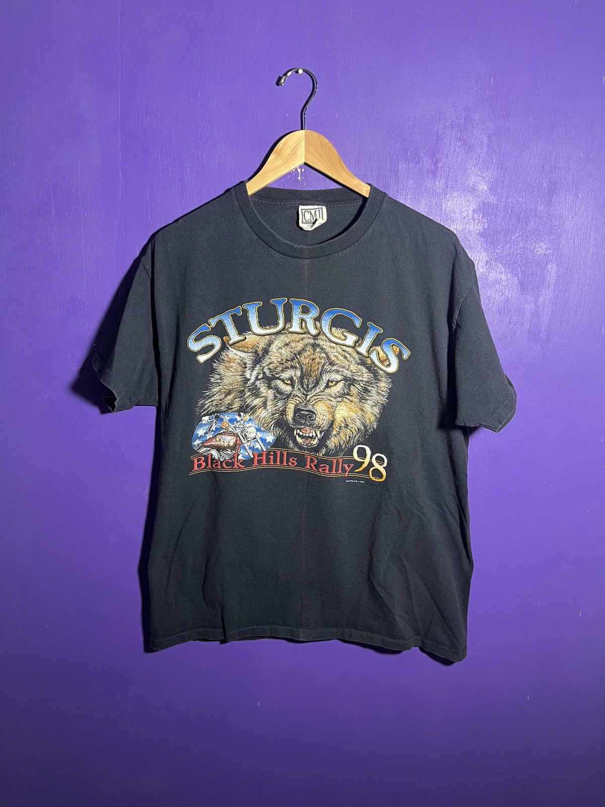 Harley Davidson × Vintage Vintage 1998 Harley Sturgis black hills rally wolf t-shirt Size US L / EU 52-54 / 3 - 1 Thumbnail