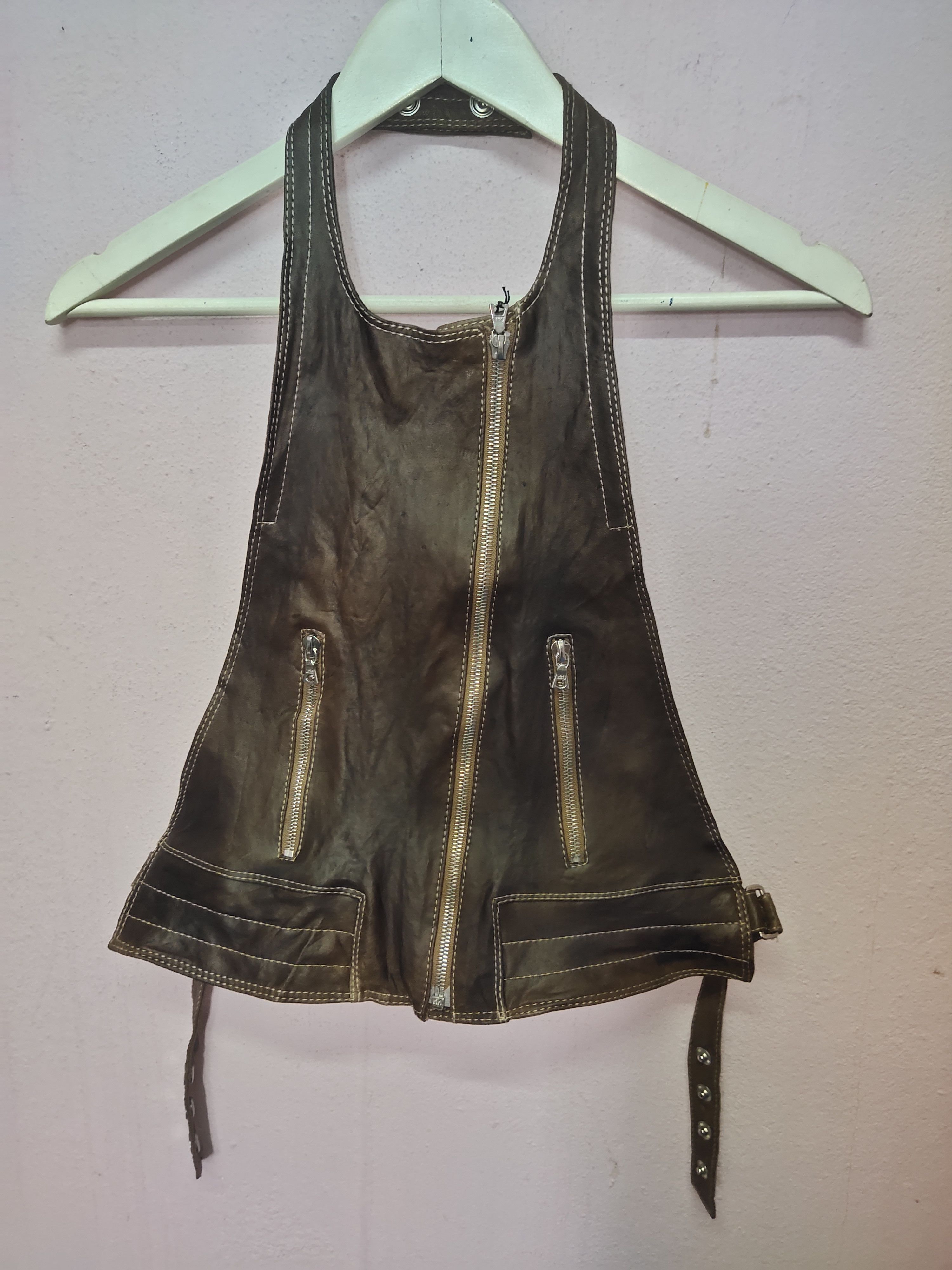 image of Front Vest Genuine Leather in Brown, Women's (Size Small)