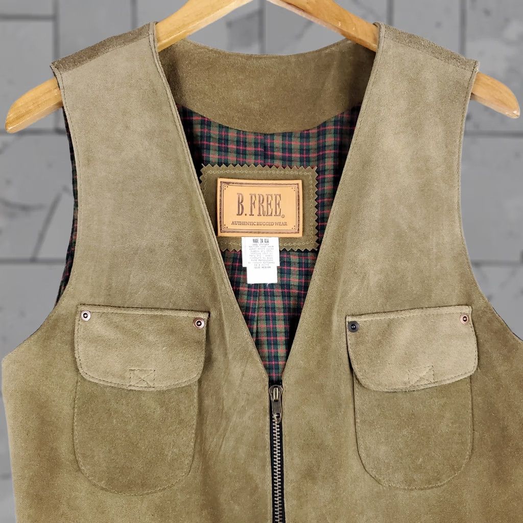 Arrow VINTAGE B. Free Men's Vest Suede Leather Utility Hunting Full Zip USA Made Brown XS/MD? Size US M / EU 48-50 / 2 - 1 Thumbnail