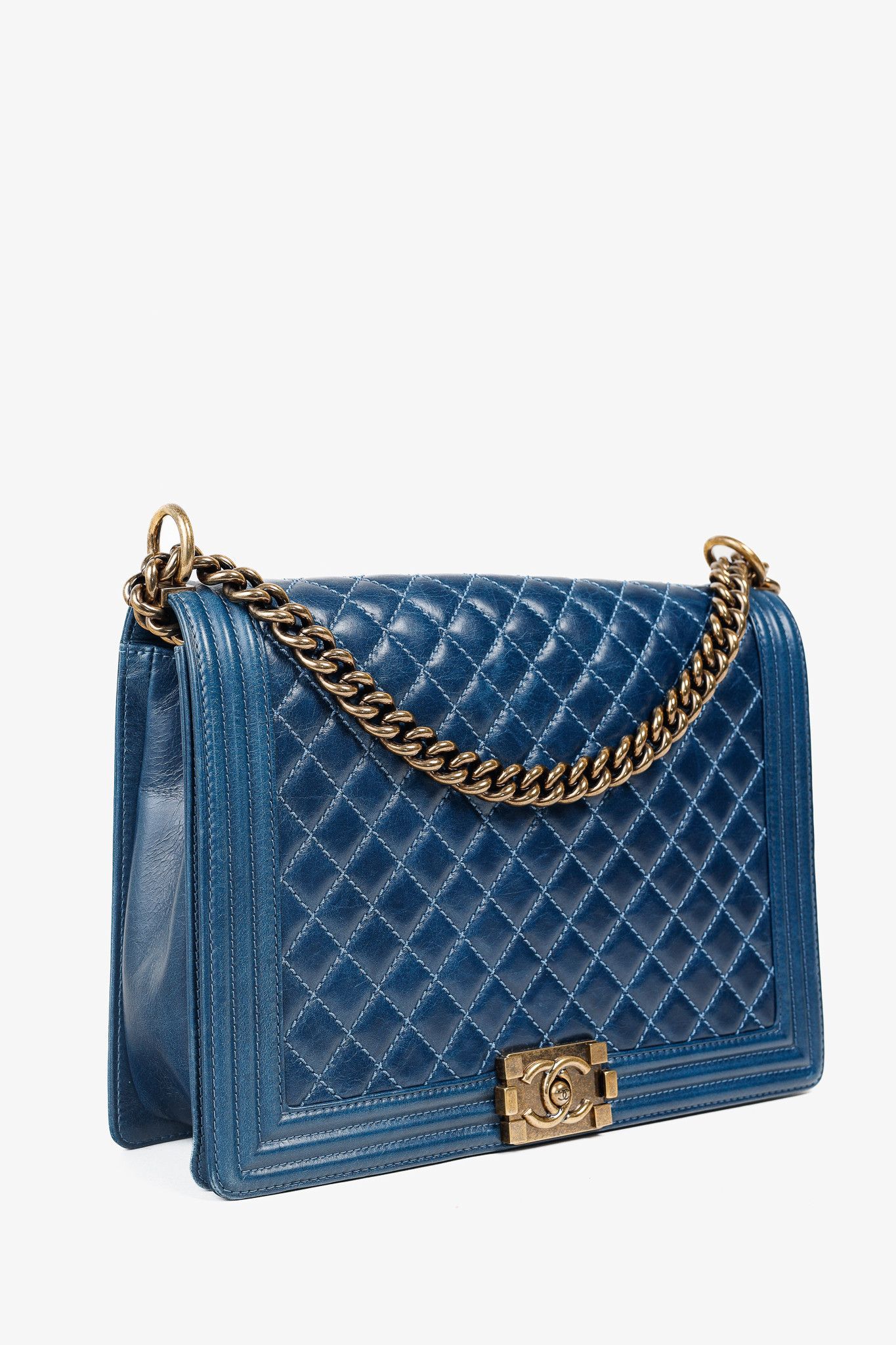 Chanel Chanel Blue Quilted Leather Large Boy Shoulder Bag Size ONE SIZE - 2 Thumbnail