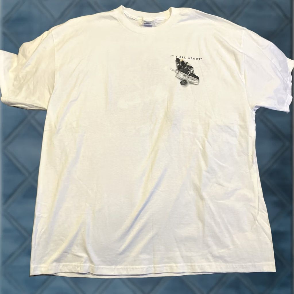 Delta VINTAGE Delta It's All About Hockey Double-Sided T-Shirt XL White Men Size US XL / EU 56 / 4 - 1 Thumbnail