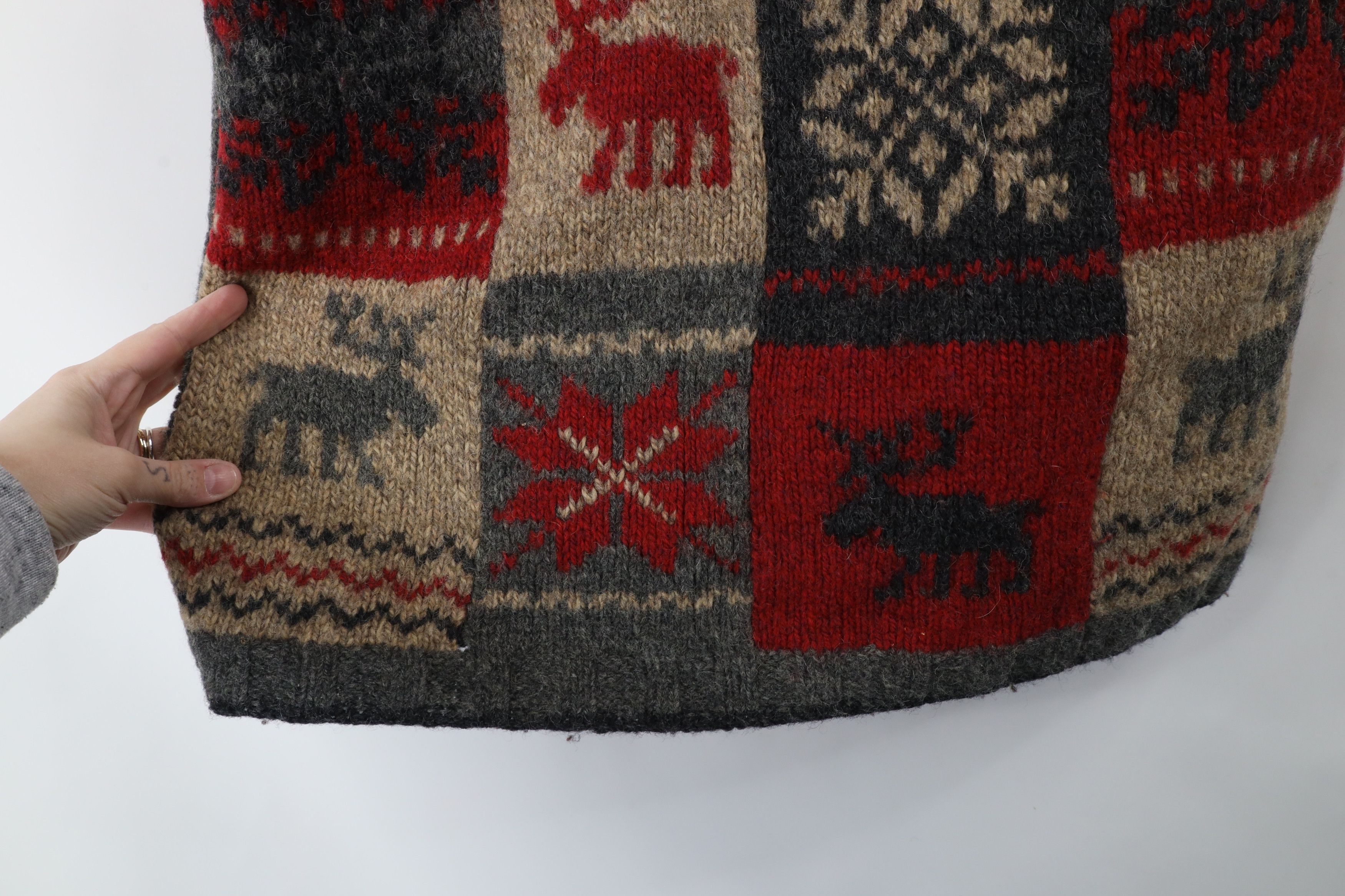 Vintage × Woolrich Woolen Mills Vintage 90s Woolrich Knit Moose Snowflake Patchwork Sweater Size M / US 6-8 / IT 42-44 - 5 Thumbnail