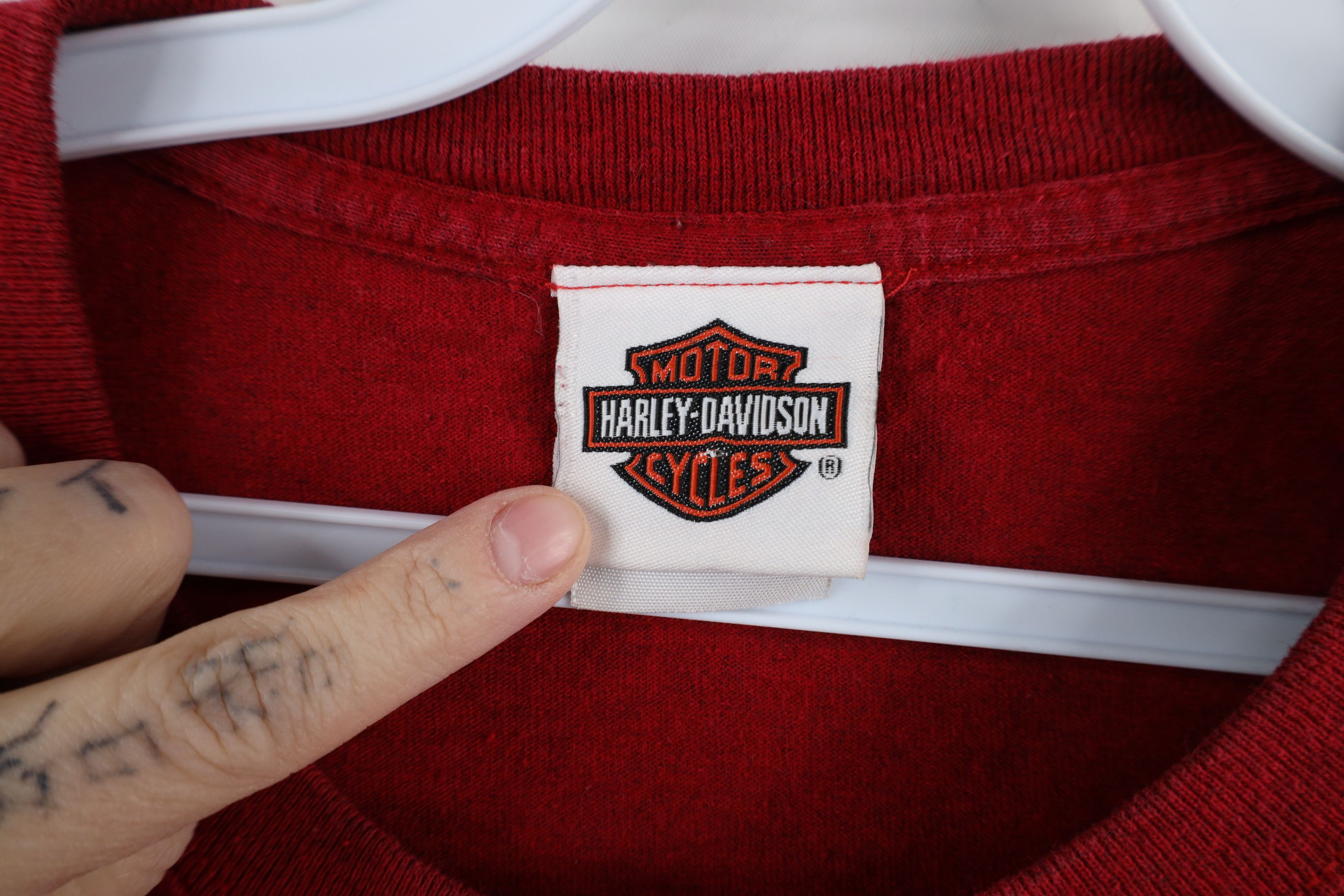 Harley Davidson × Vintage Vintage Y2K Harley Davidson Spell Out Big Logo T-Shirt Red Size US XXL / EU 58 / 5 - 7 Thumbnail