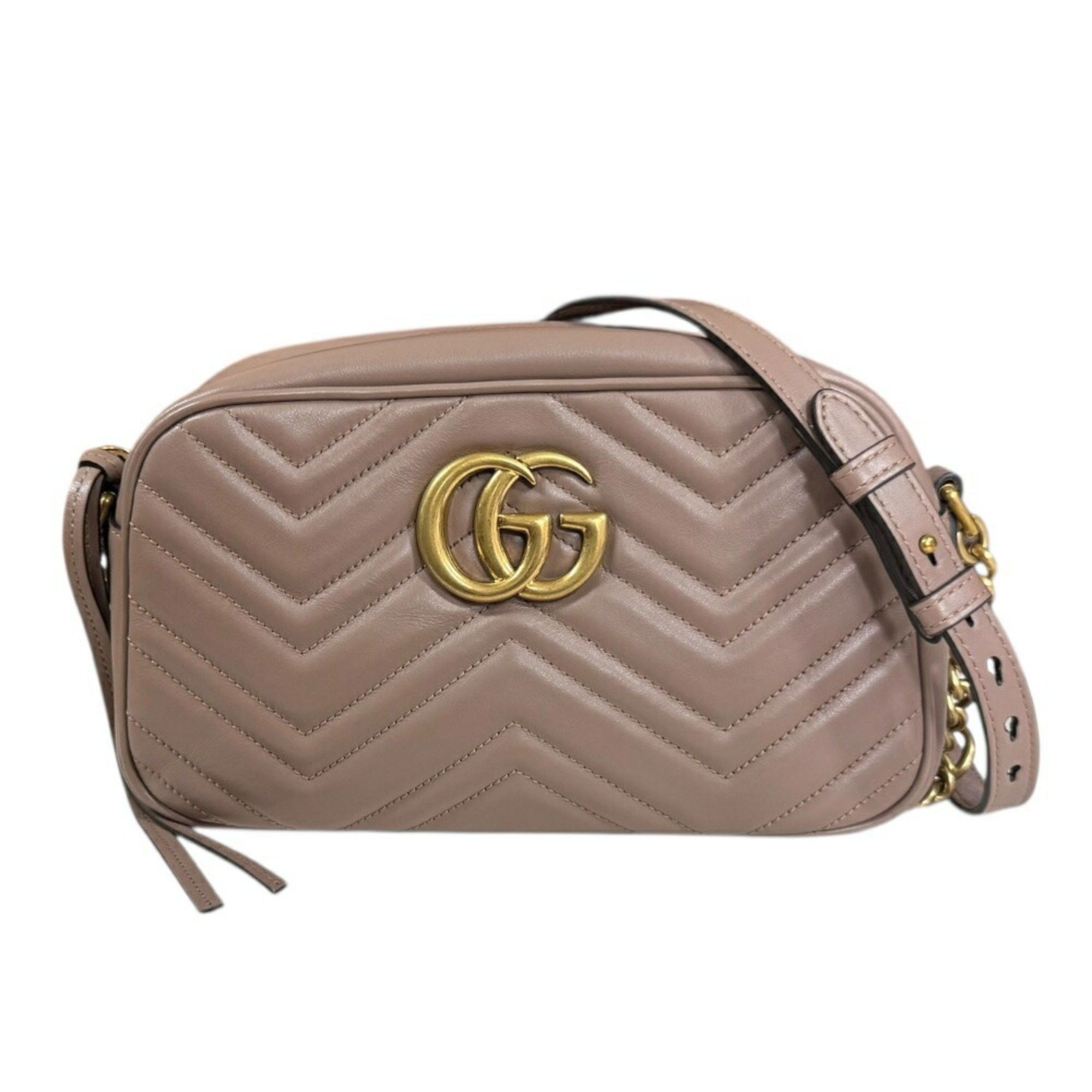 Gucci GG Marmont Shoulder Bag Leather 447632 Beige Women's Gucci