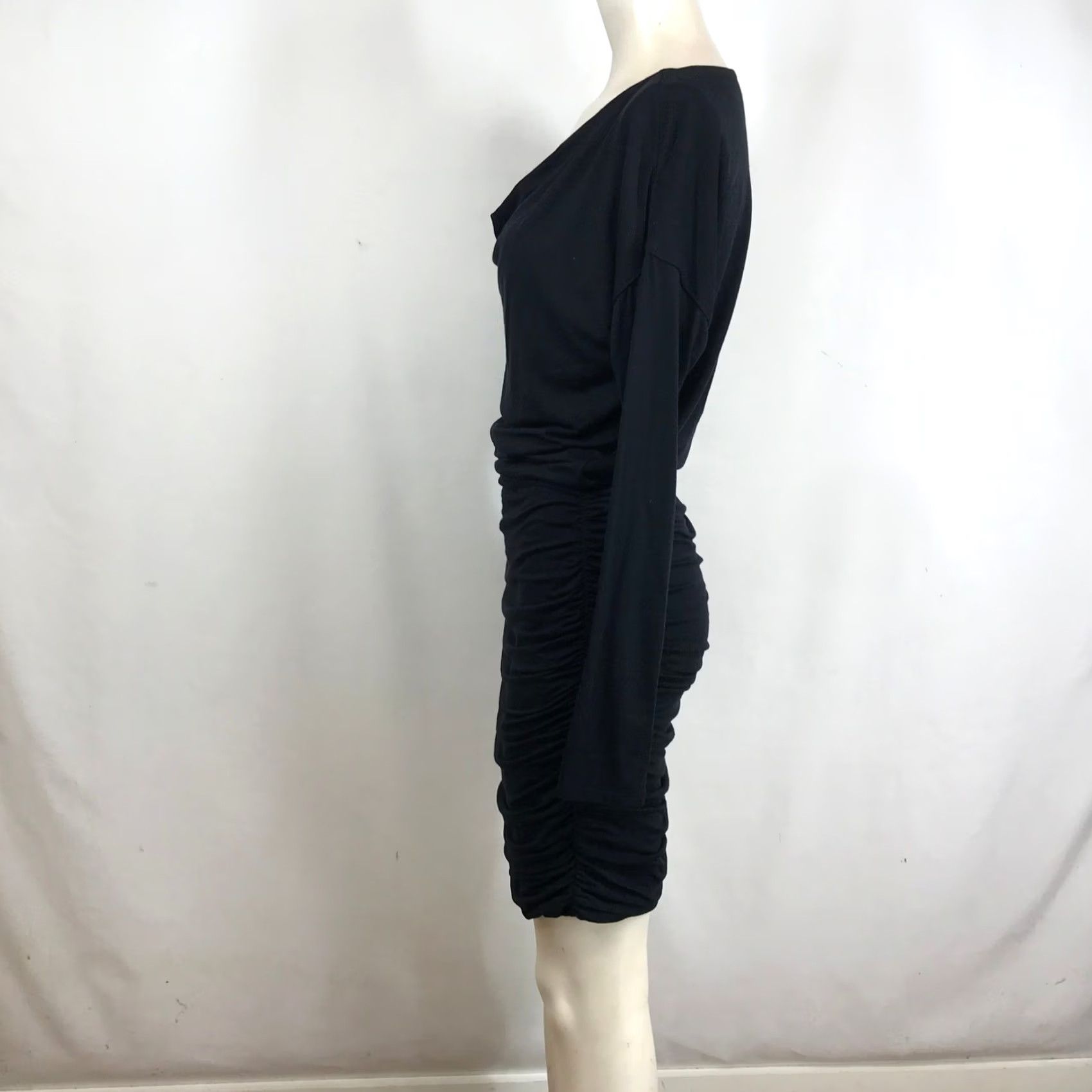 Athleta Athleta Black Cowl Neck Ruched Long Sleeve Modal Wool Dress XS Size XS / US 0-2 / IT 36-38 - 6 Thumbnail