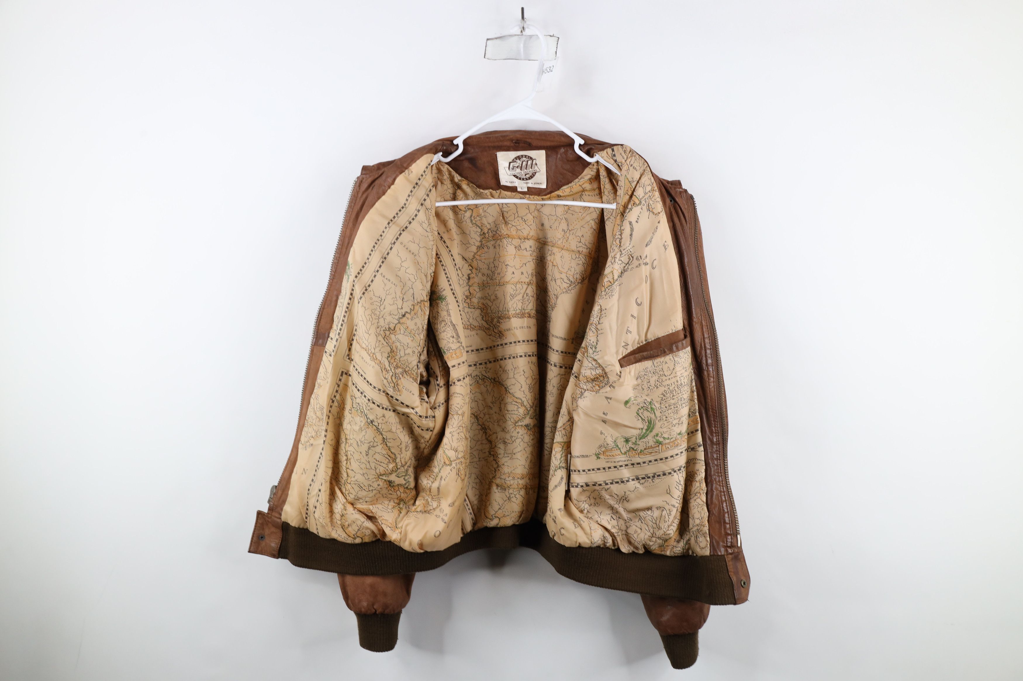Vintage Vintage 90s Streetwear Leather Flight Bomber Jacket Brown Size US L / EU 52-54 / 3 - 13 Thumbnail