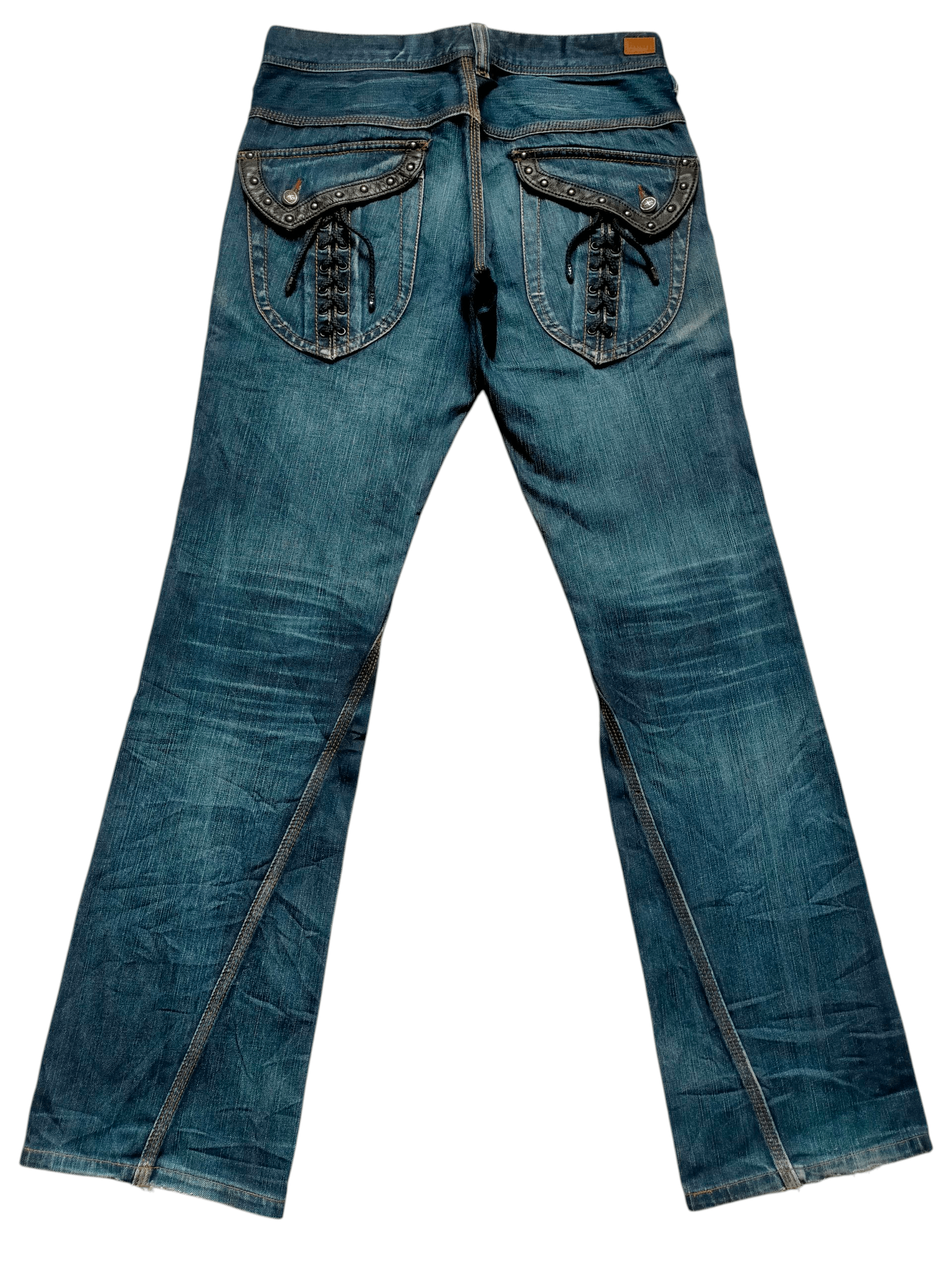 パンツ 00s nicole leather pockets flared denim Nicole Club Flare Jeans Nicole Club For Men Leather Pocket