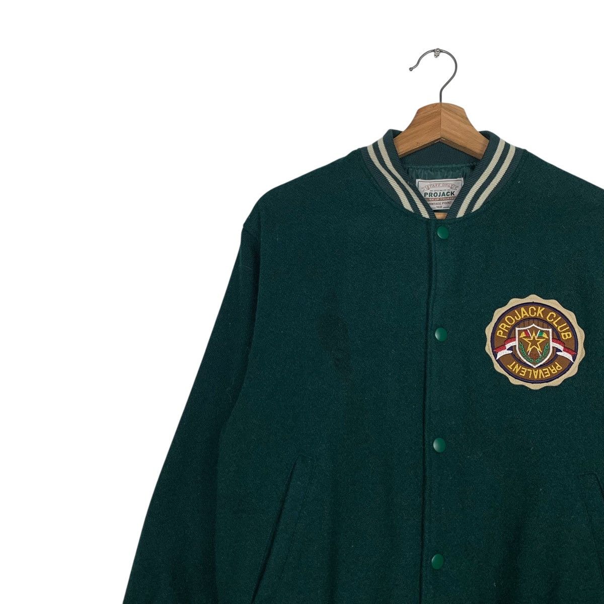 Japanese Brand PROJACK CLUB PREVALENT Green Wool Varsity Jacket #2148-C95 Size US S / EU 44-46 / 1 - 6 Thumbnail