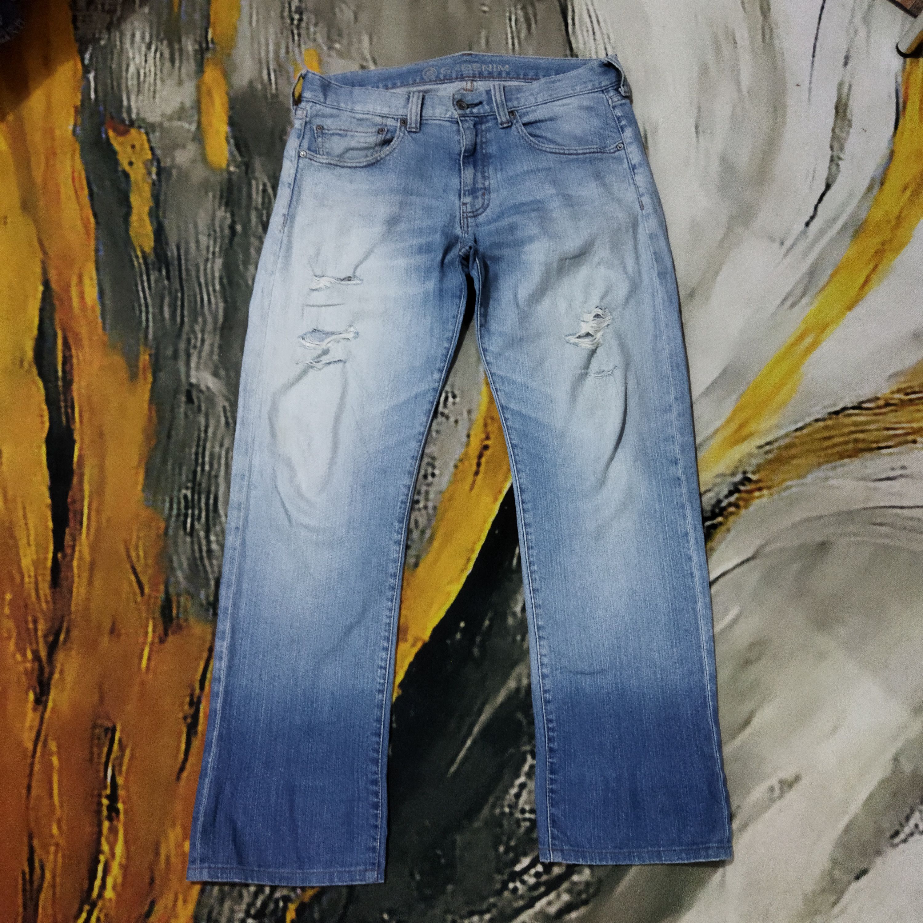 Japanese Brand G/DENIM DISTRESSED FADED BLUE JEANS PANTS Size US 34 / EU 50 - 1 Thumbnail