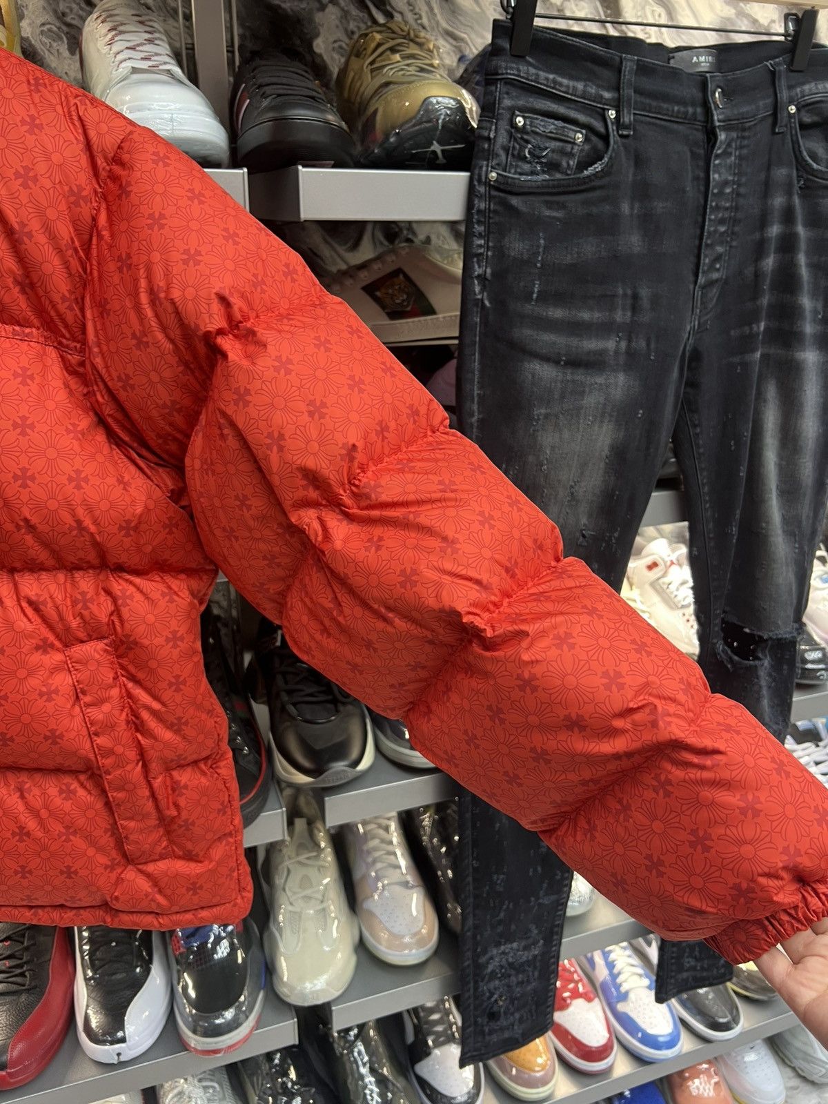 Chrome Hearts Chrome Hearts Red Monogram Cross Pattern Puffer Down Jacket Size US XL / EU 56 / 4 - 5 Thumbnail