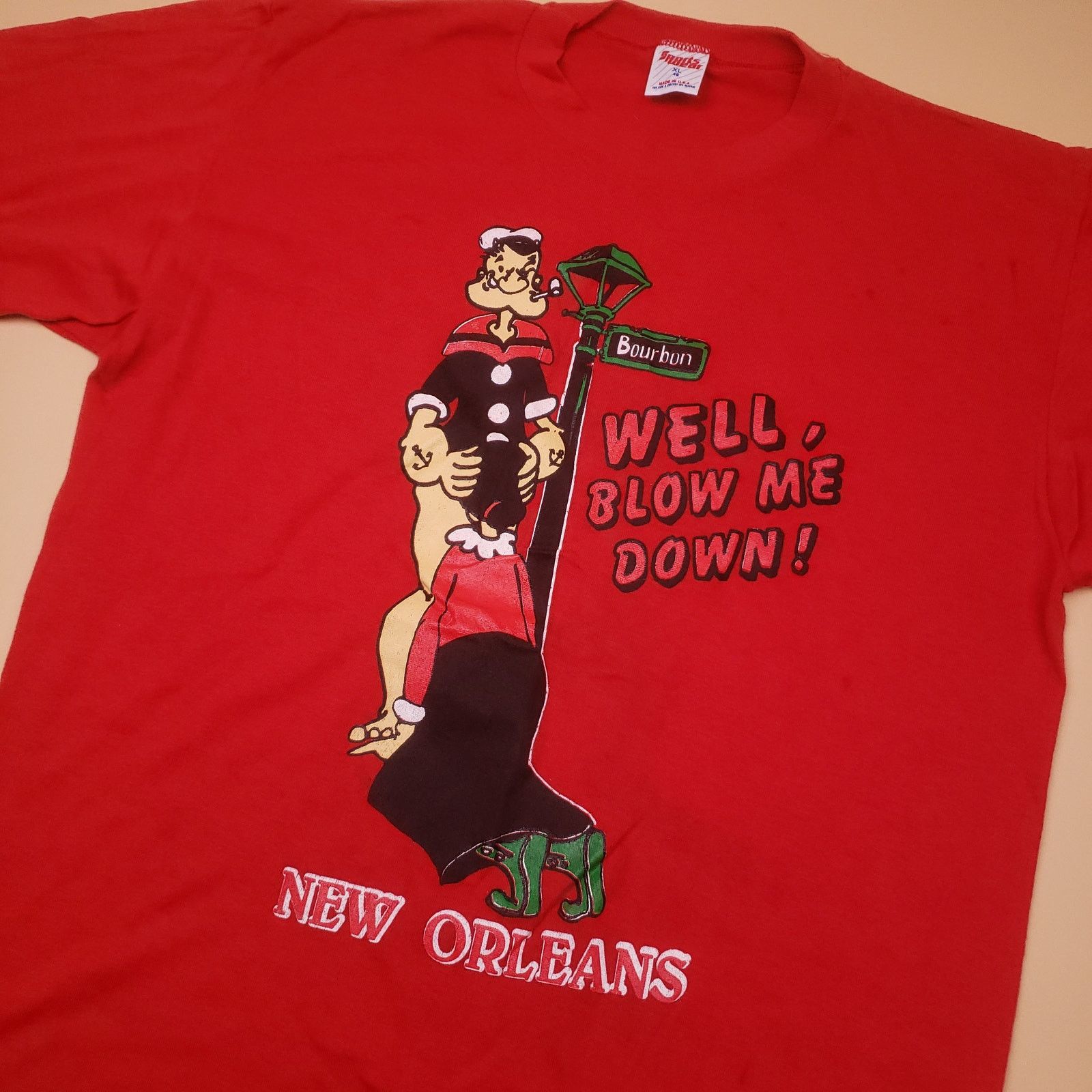 Vintage Vintage 80s Well, Blow Me Down! New Orleans Popeye Funny Tee Size US XL / EU 56 / 4 - 4 Thumbnail