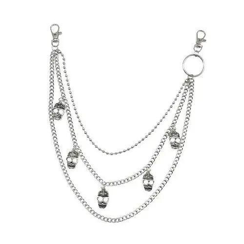 VIBE Skulls 3 Layer long chain , Wallet Chain Size ONE SIZE - 2 Thumbnail