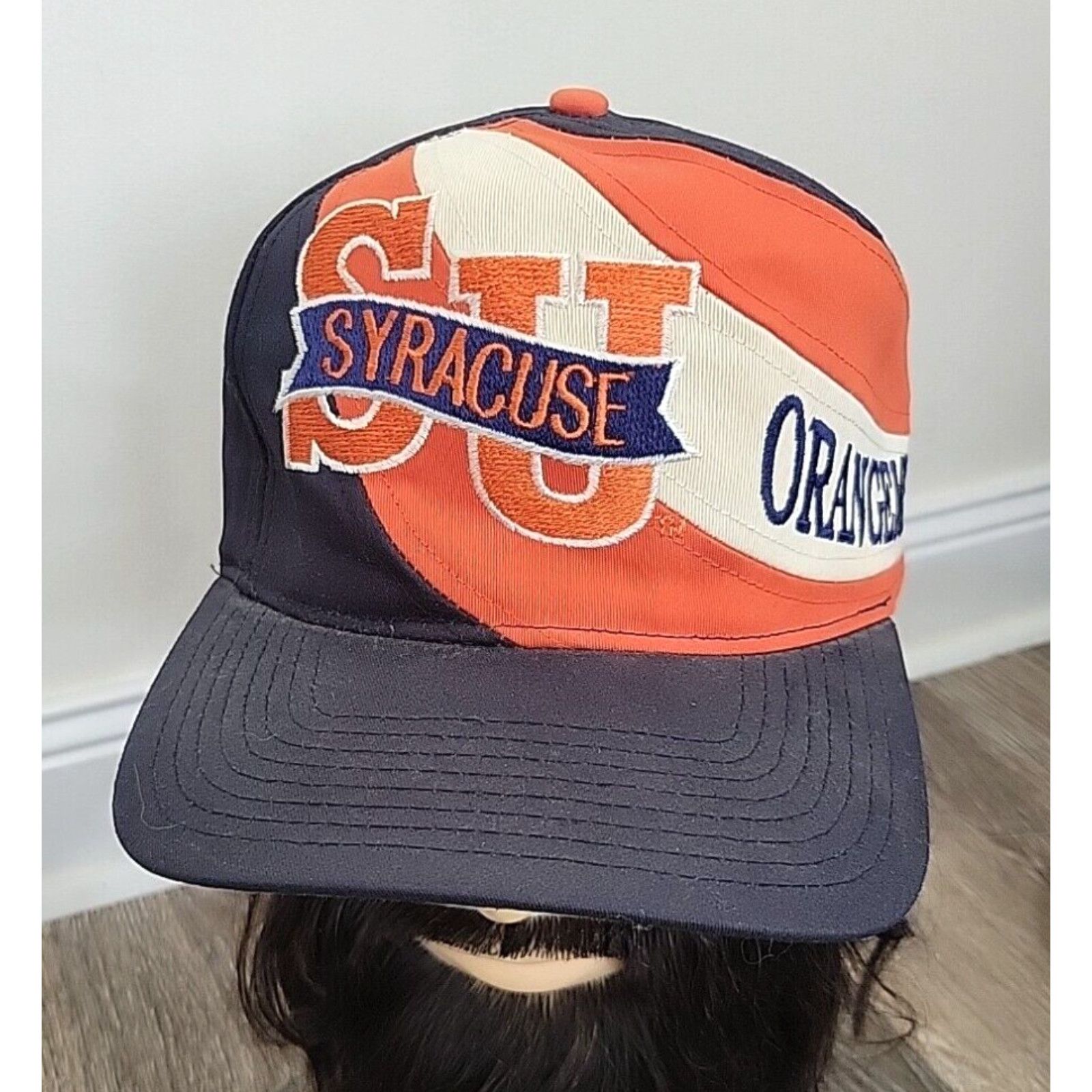 image of Su Syracuse Orangemen All Over Swirl Graphic Vintage Snapback Cap Hat 90's in White, Men's