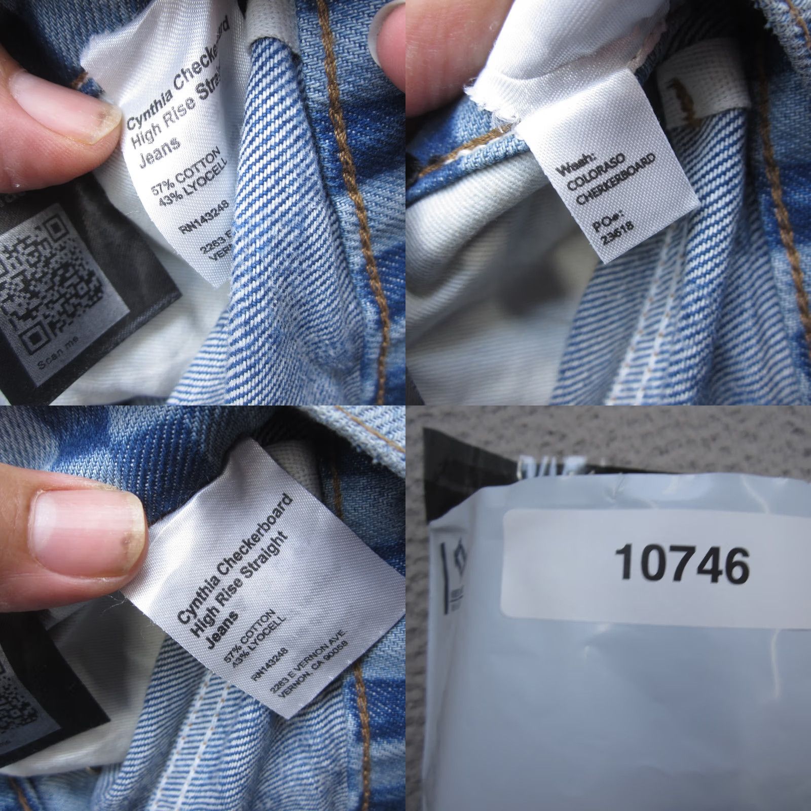 Reformation Reformation Jeans Womens 24 Blue Checkerboard High Rise Straight Denim Size 42" / US 20 - 9 Thumbnail