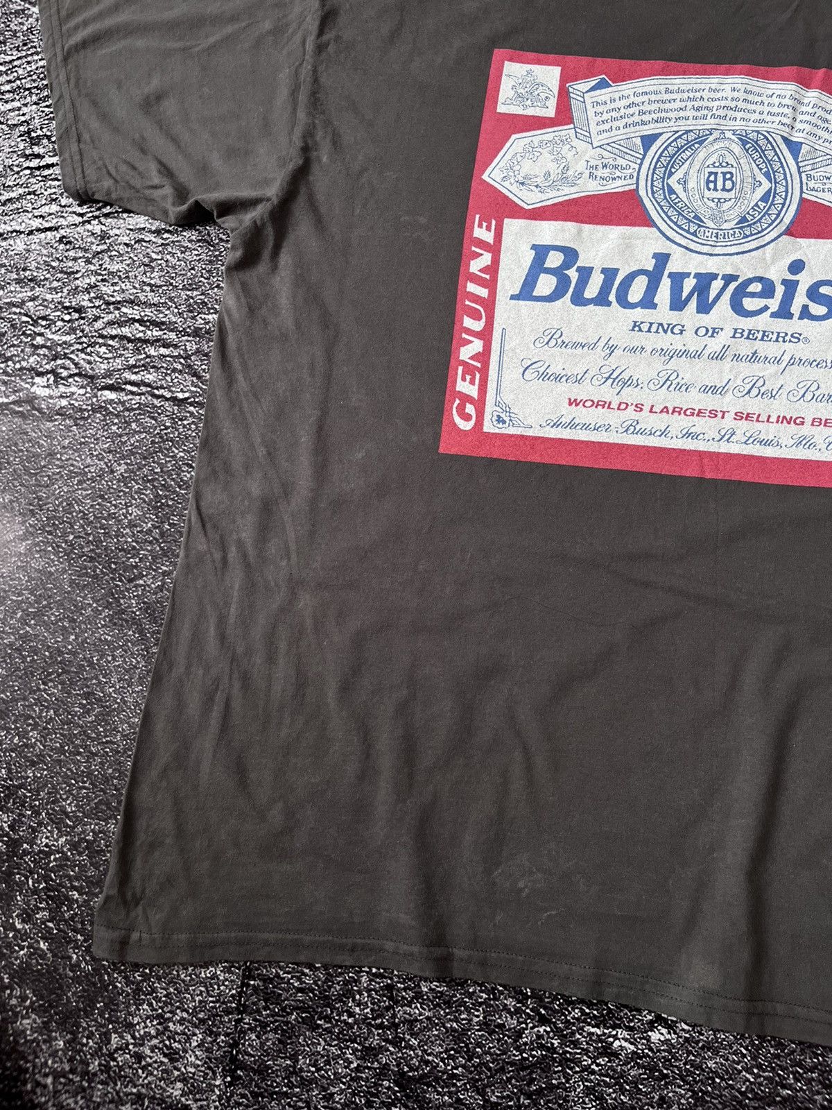 Budweiser Crazy Vintage Y2K Budweiser Beer Washed Grey Tee Shirt Size US XL / EU 56 / 4 - 7 Thumbnail
