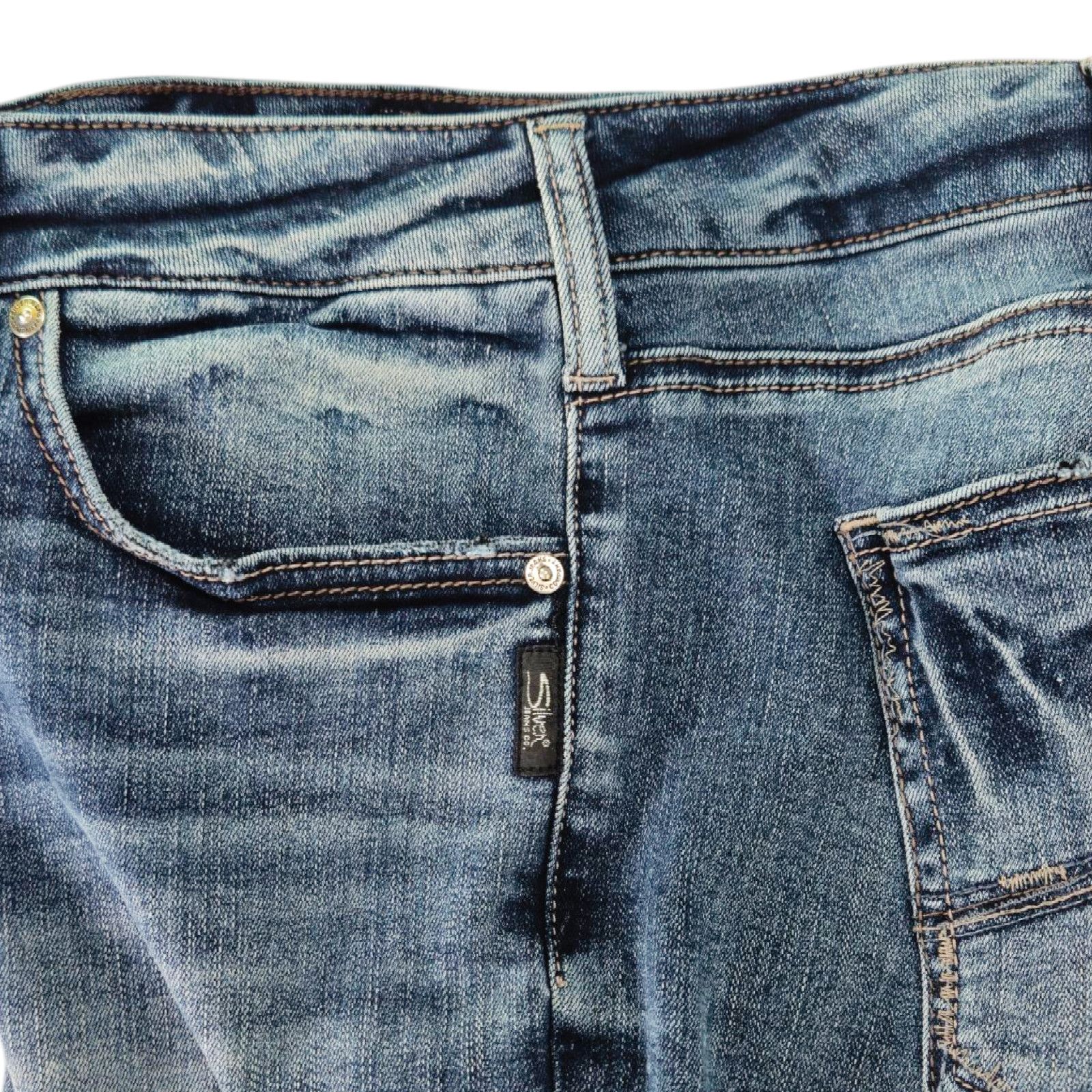 Silver Jeans Co. Silver Jeans Elyse Custom Split Hem Straight Jeans Sz. 34x32 Size 34" / US 12 / IT 48 - 6 Thumbnail