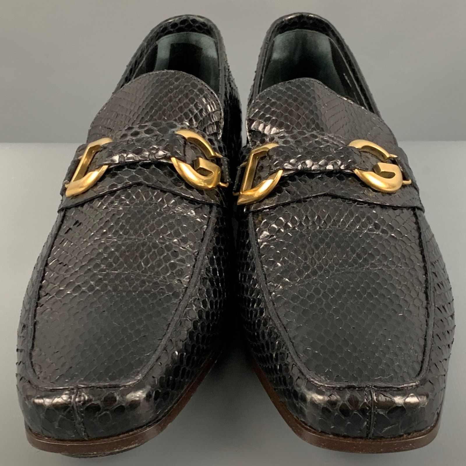 Dolce & Gabbana DOLCE & GABBANA Black Textured Leather Slip On Loafers Size US 7 / EU 40 - 4 Thumbnail