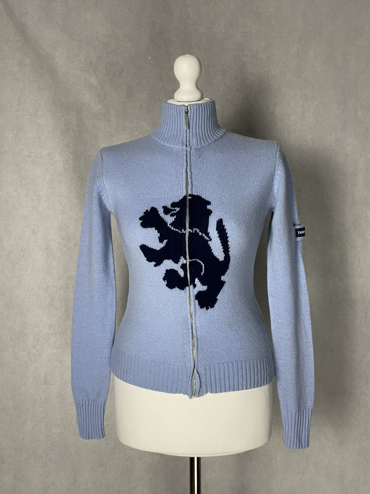 Lambretta Lambretta wool zip sweater L y2k baby blue vintage Size L / US 10 / IT 46 - 5 Thumbnail