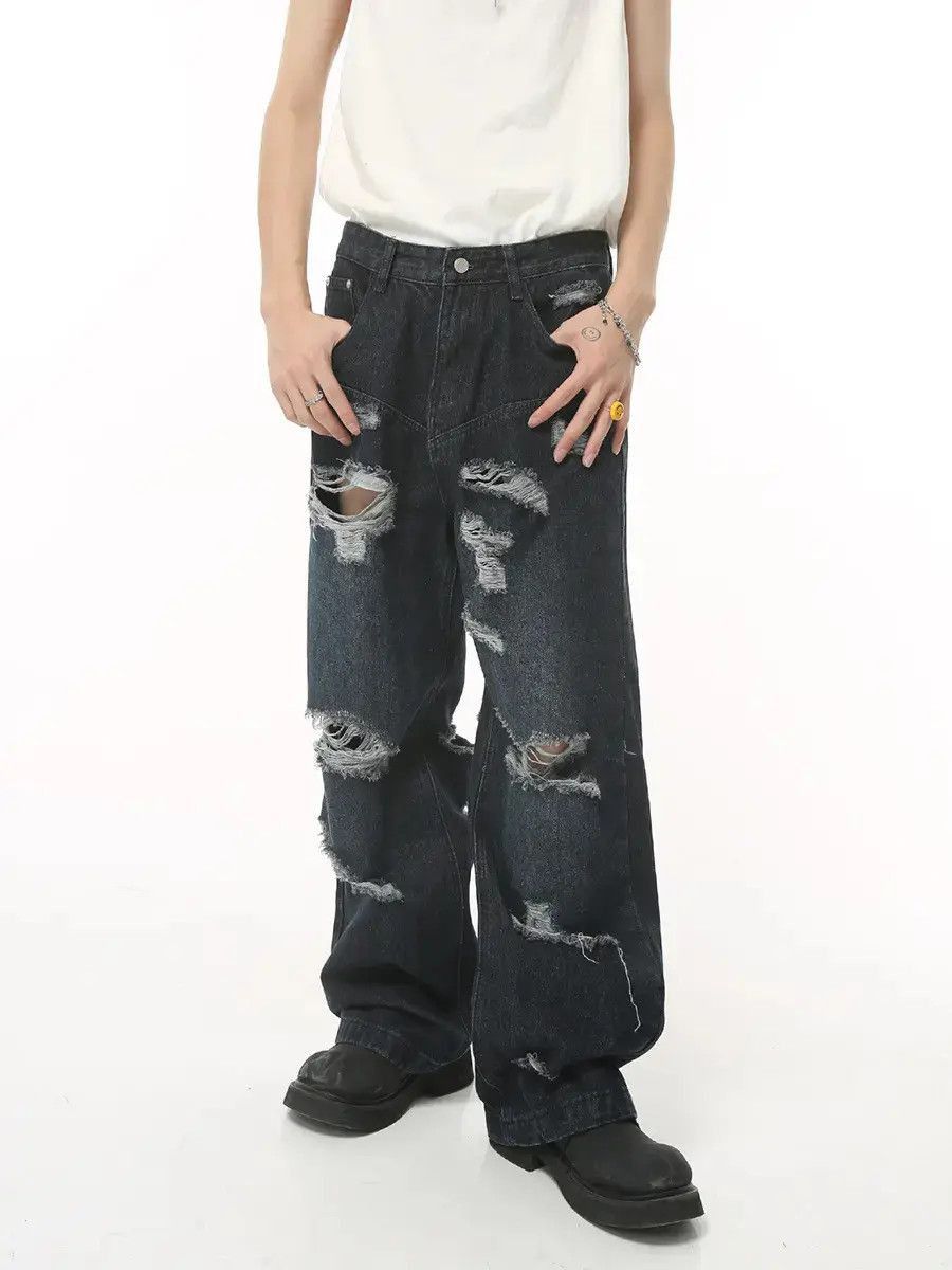 Japanese Brand Retro loose ripped hip-hop jeans Size US 32 / EU 48 - 5 Thumbnail