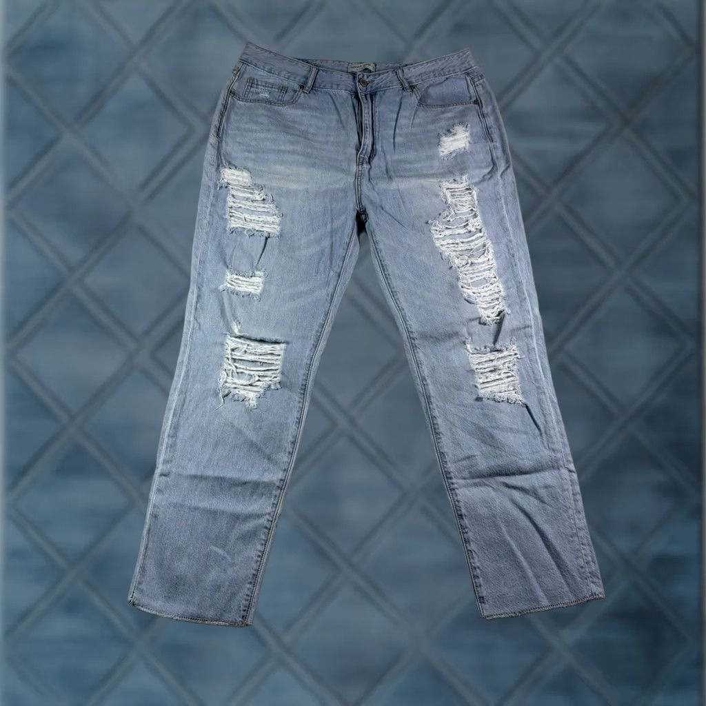 Denime Hammer Jeans Women's High-Rise 15 Light Wash Denim 27in Inseam 5-Pocket Blue Cotton Blend 80s Vintage Style Regular Fit Jeans Size 36" / US 14 / IT 50 - 1 Thumbnail
