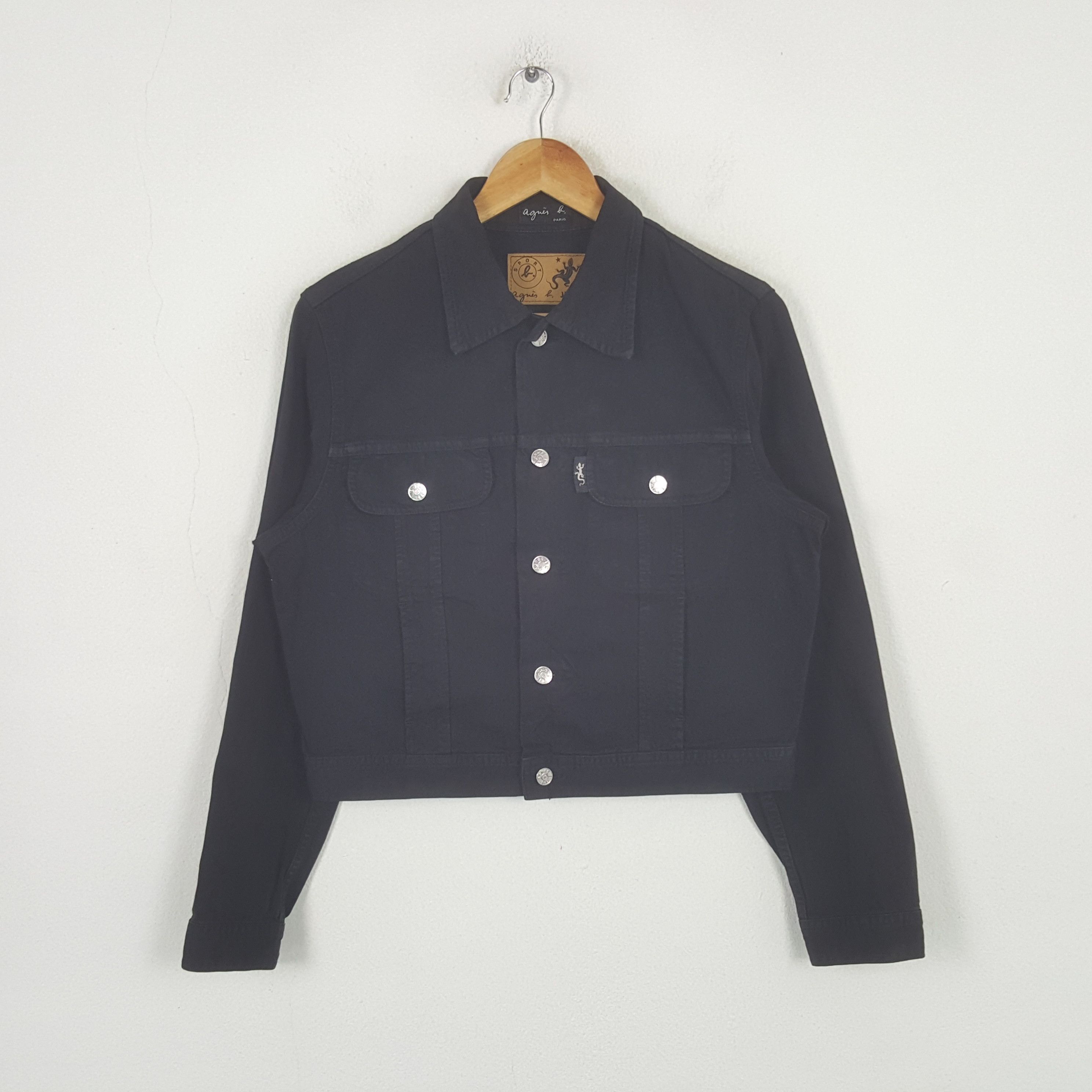 agnes b. Vintage Agnes b. Designer Crop Denim Jacket RR6 Size US S / EU 44-46 / 1 - 1 Thumbnail