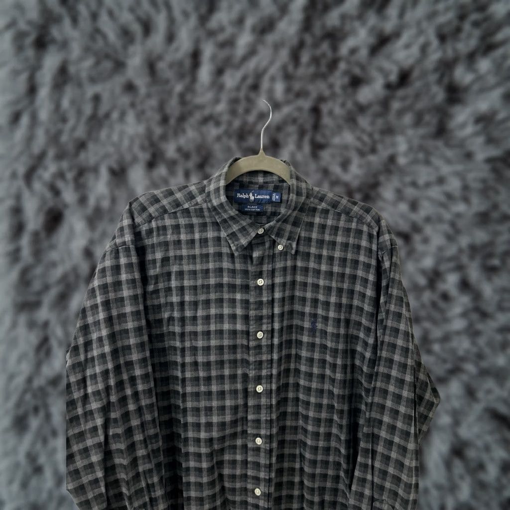 Ralph Lauren VTG Ralph Lauren Blake Shirt Mens Medium Gray Black Plaid Cotton Button Down L/S Size US M / EU 48-50 / 2 - 1 Thumbnail