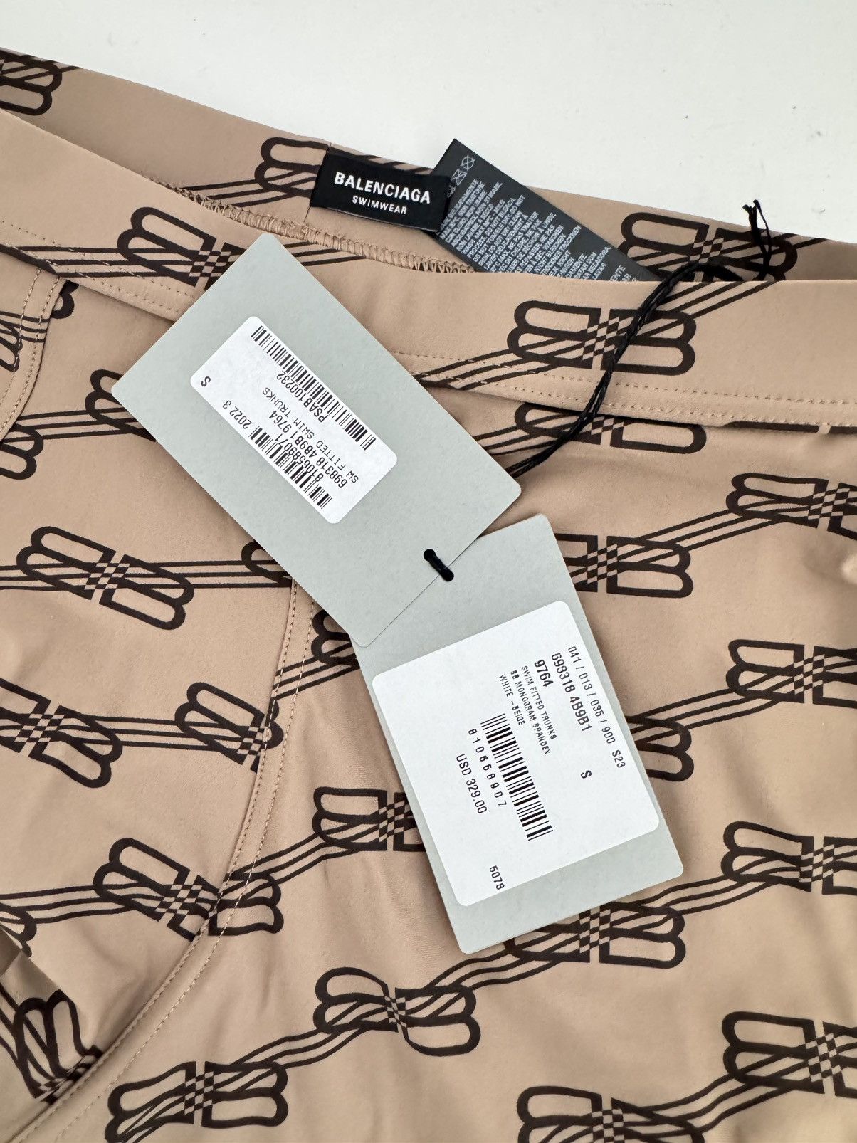 Balenciaga Balenciaga BB Monogram Swim Trunks Beige/Black SZ S Size US 31 - 4 Thumbnail